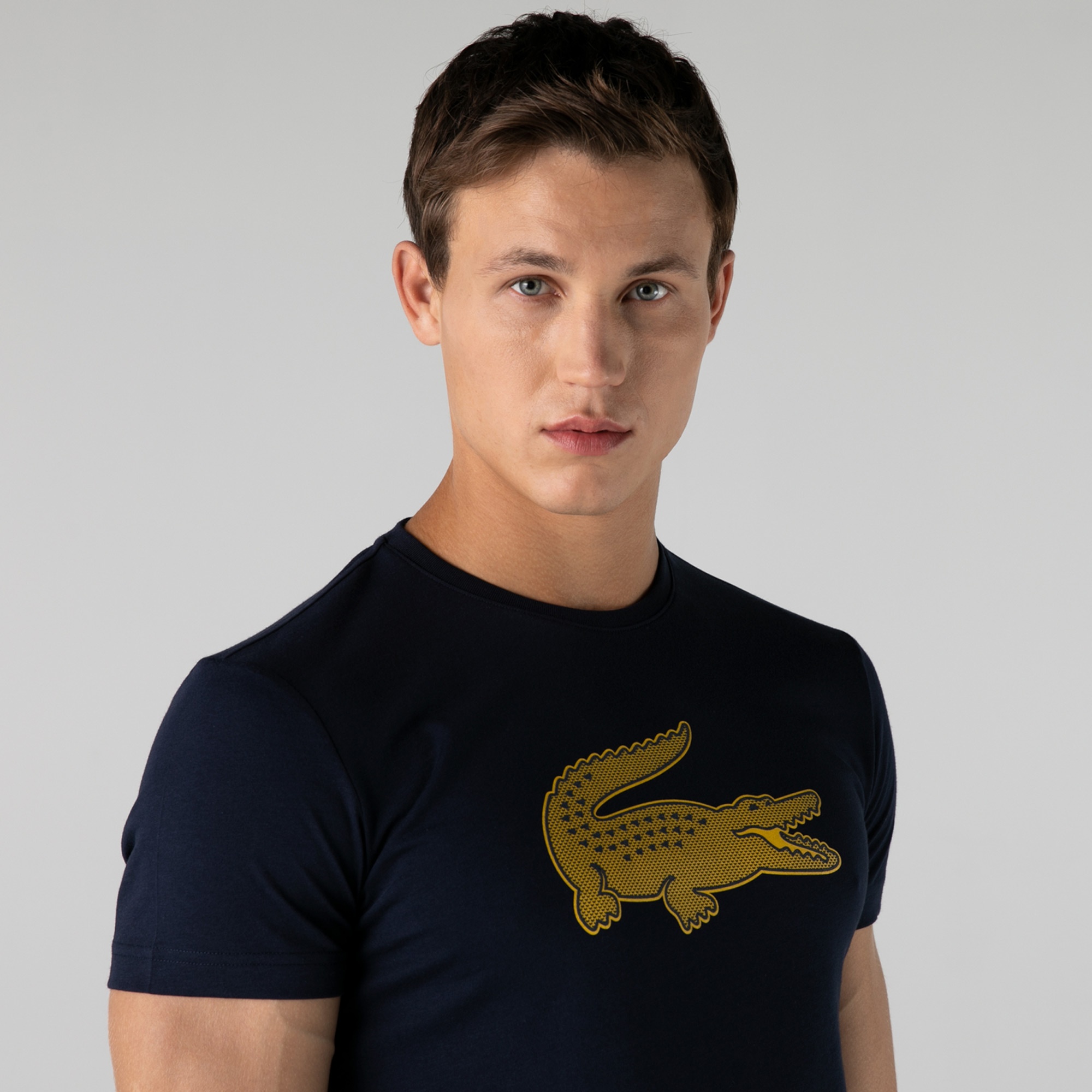 Lacoste SPORT Erkek Bisiklet Yaka Baskılı Lacivert T-Shirt