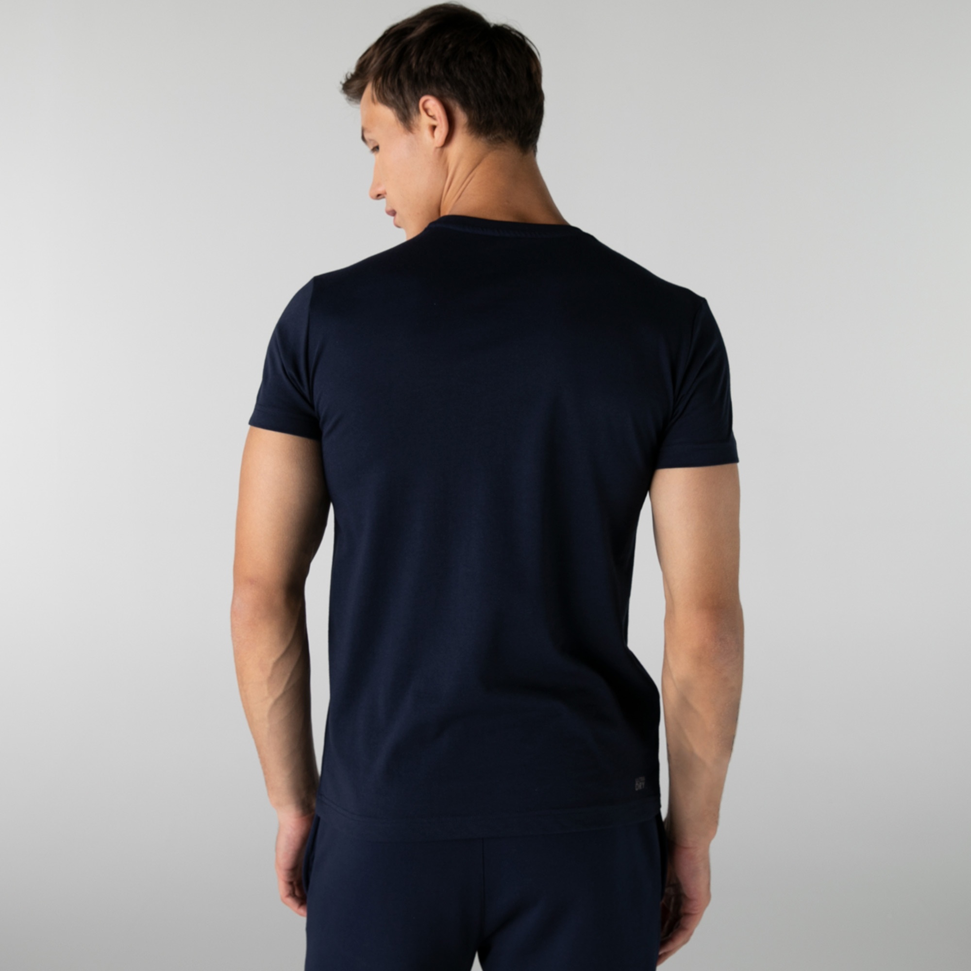 Lacoste SPORT Erkek Bisiklet Yaka Baskılı Lacivert T-Shirt