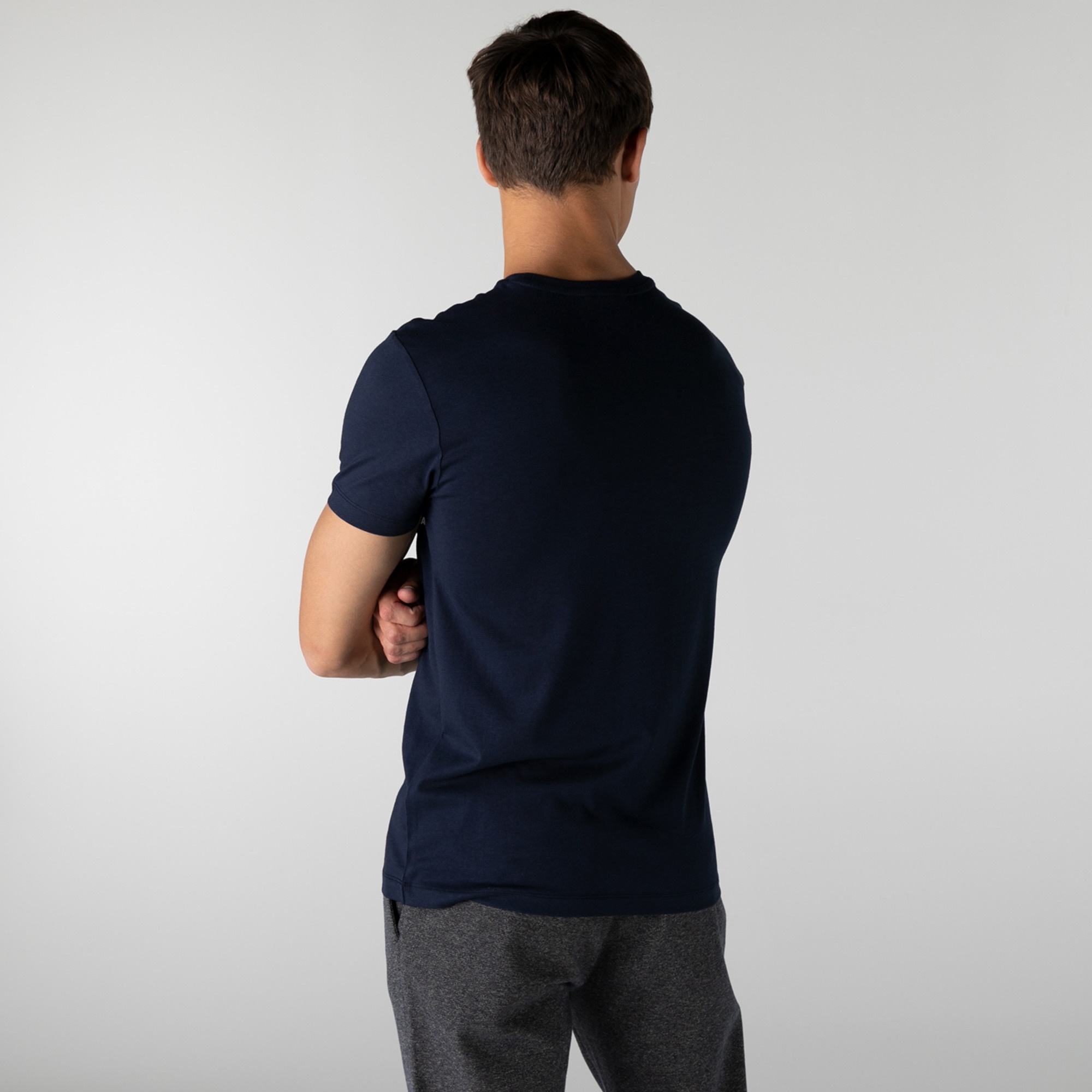 Lacoste Erkek Slim Fit Bisiklet Yaka Baskılı Lacivert T-Shirt