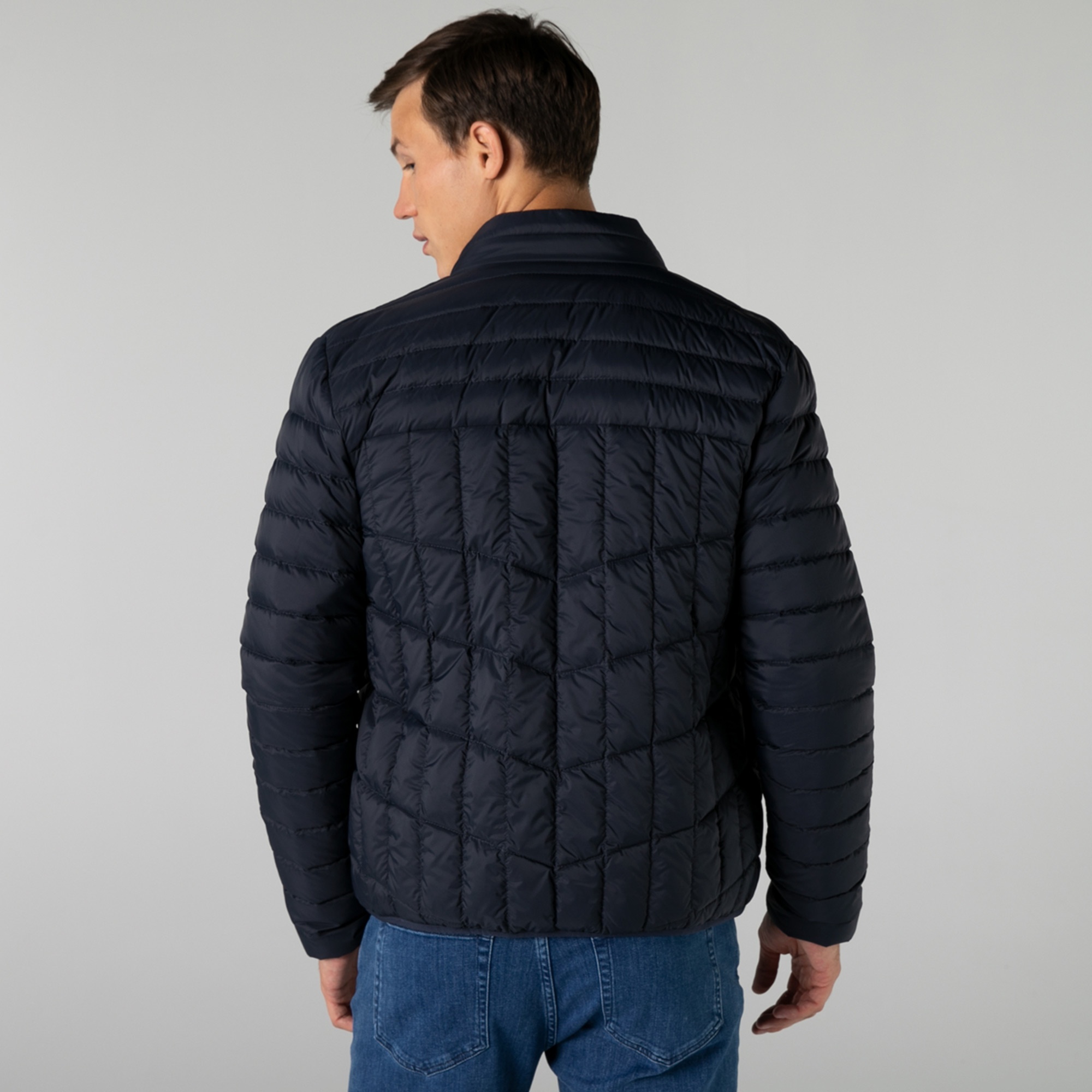 Lacoste Erkek Kapüşonlu Kapitone Lacivert Mont