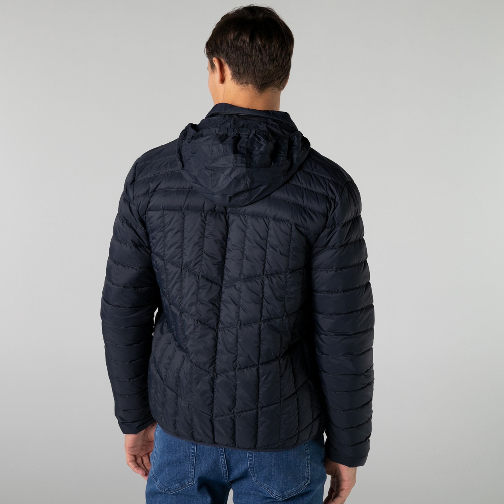 Lacoste Erkek Kapüşonlu Kapitone Lacivert Mont