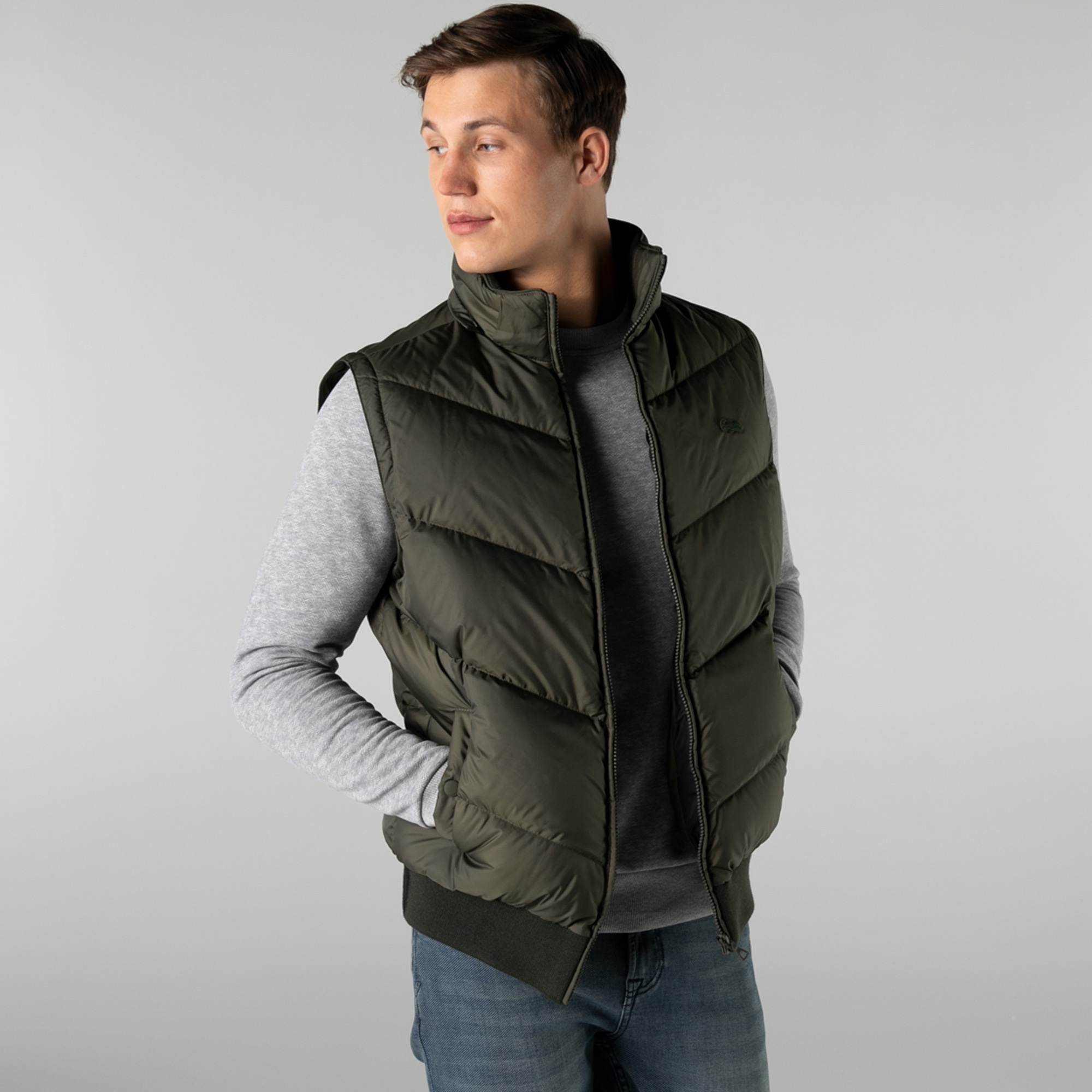 Lacoste Erkek Kapüşonlu Kapitone Haki Mont