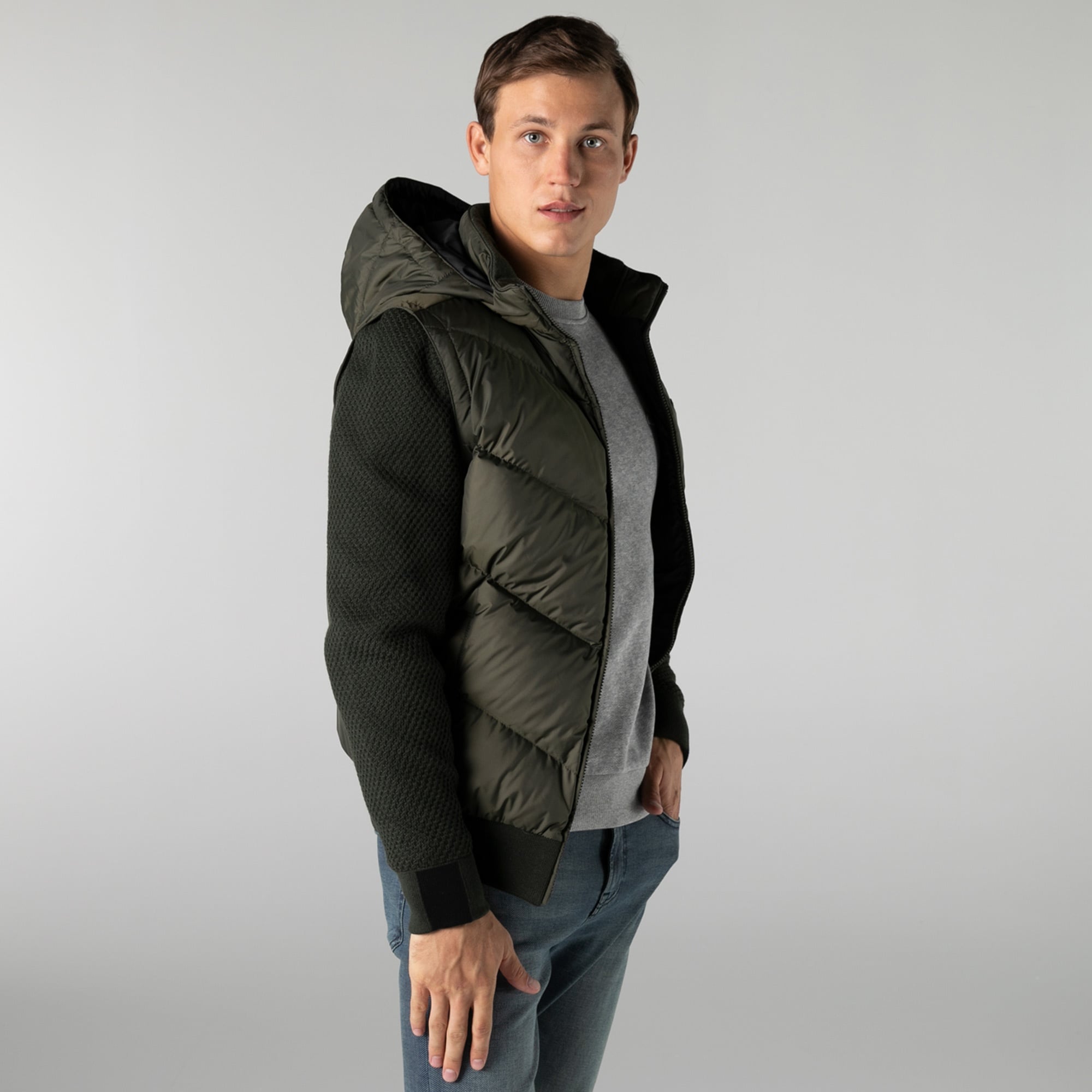 Lacoste Erkek Kapüşonlu Kapitone Haki Mont