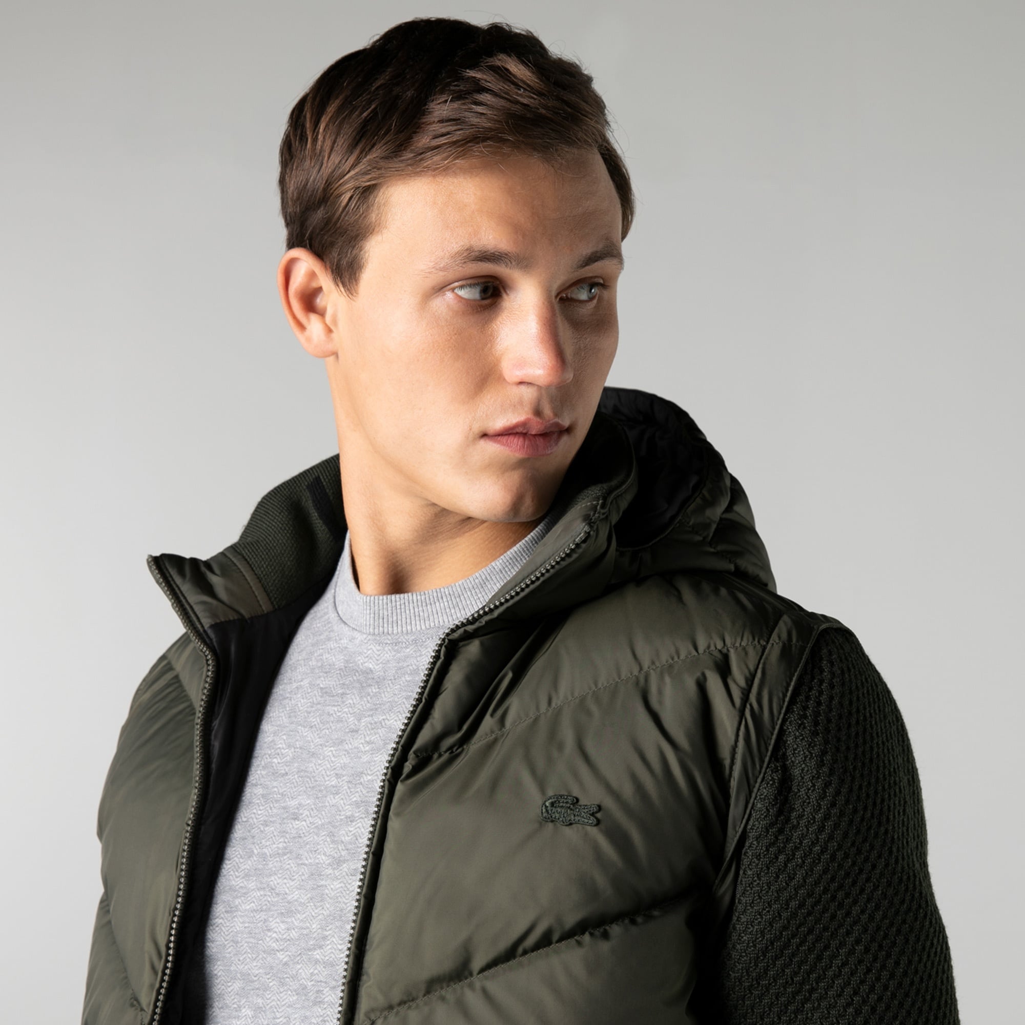 Lacoste Erkek Kapüşonlu Kapitone Haki Mont