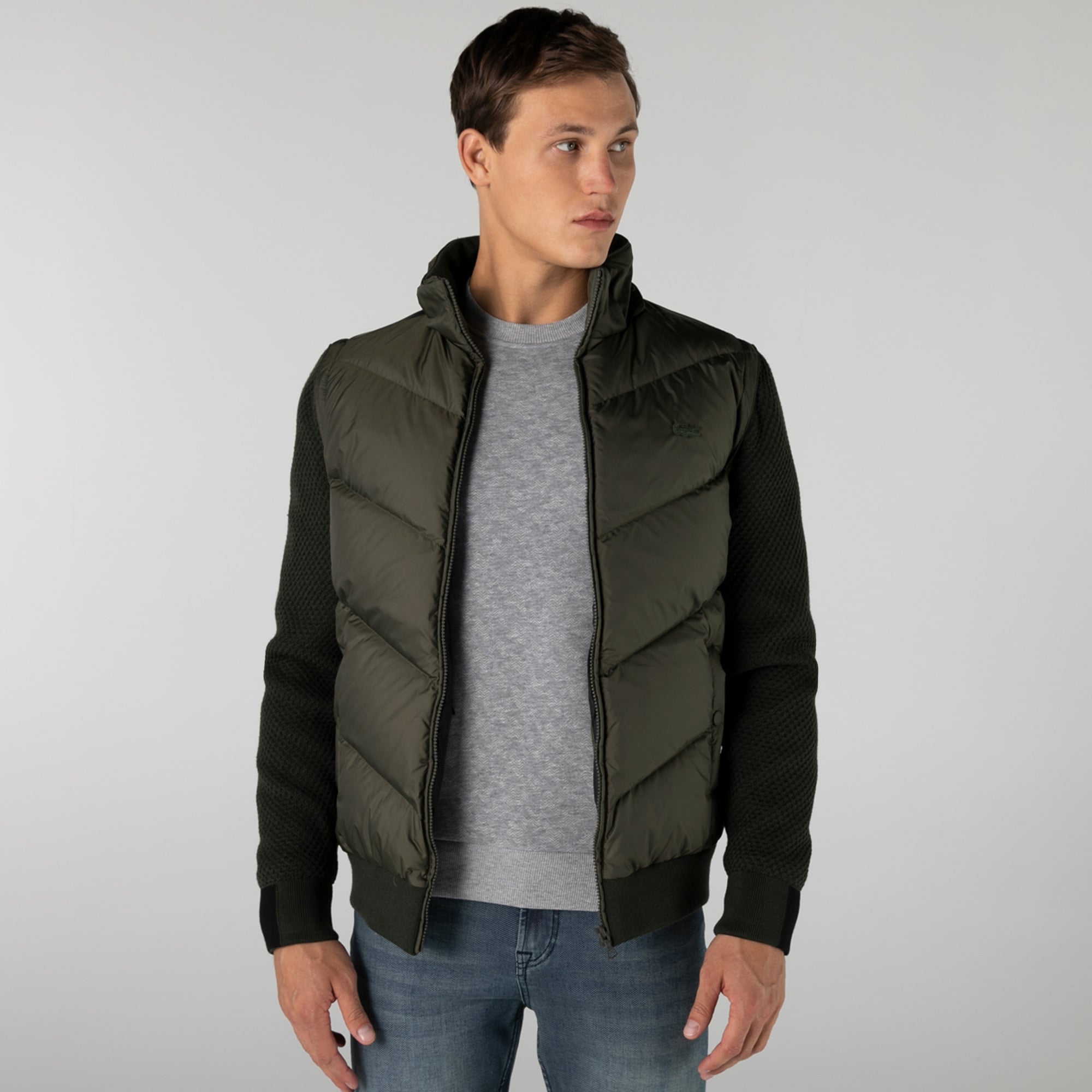 Lacoste Erkek Kapüşonlu Kapitone Haki Mont