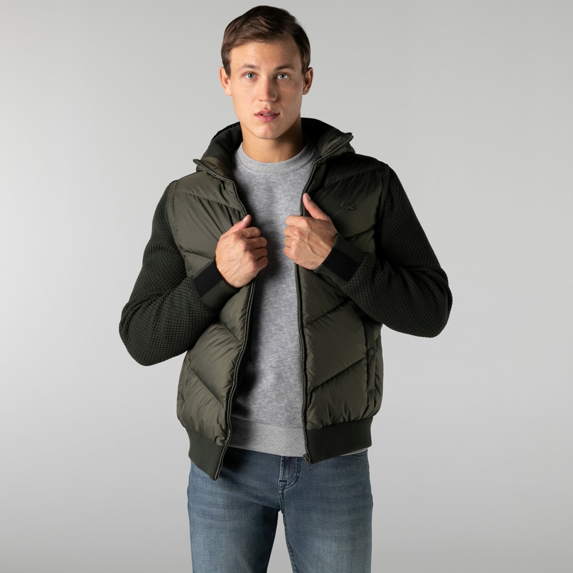 Lacoste Erkek Kapüşonlu Kapitone Haki Mont