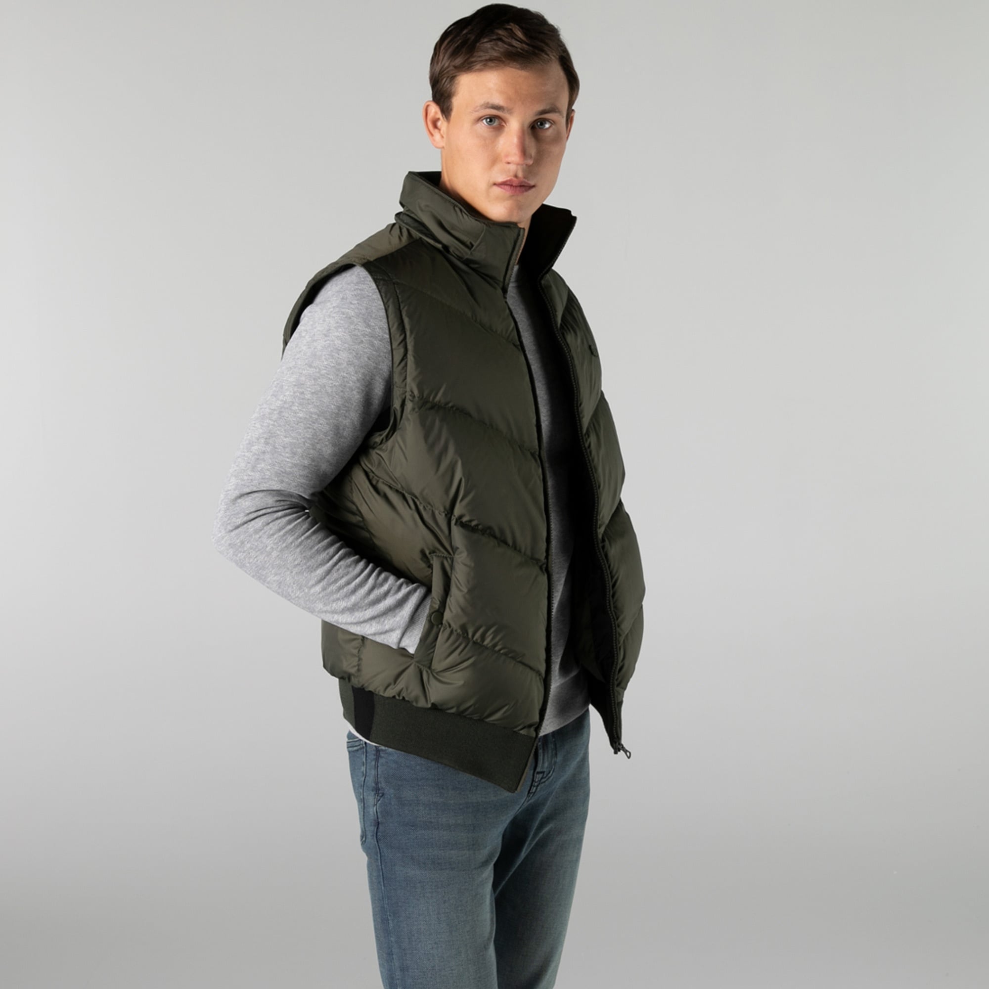 Lacoste Erkek Kapüşonlu Kapitone Haki Mont