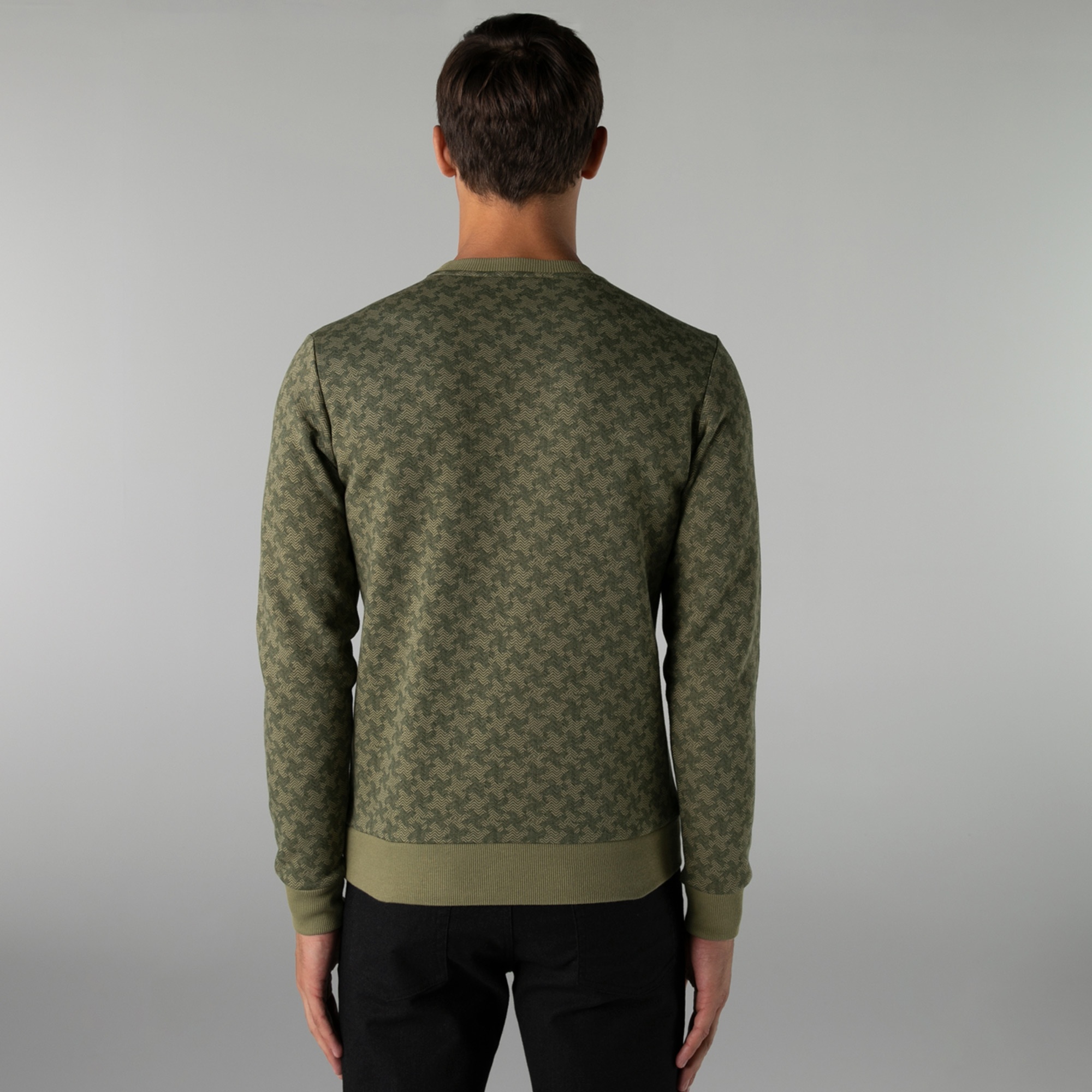 Lacoste Erkek Slim Fit Bisiklet Yaka Desenli Haki Sweatshirt