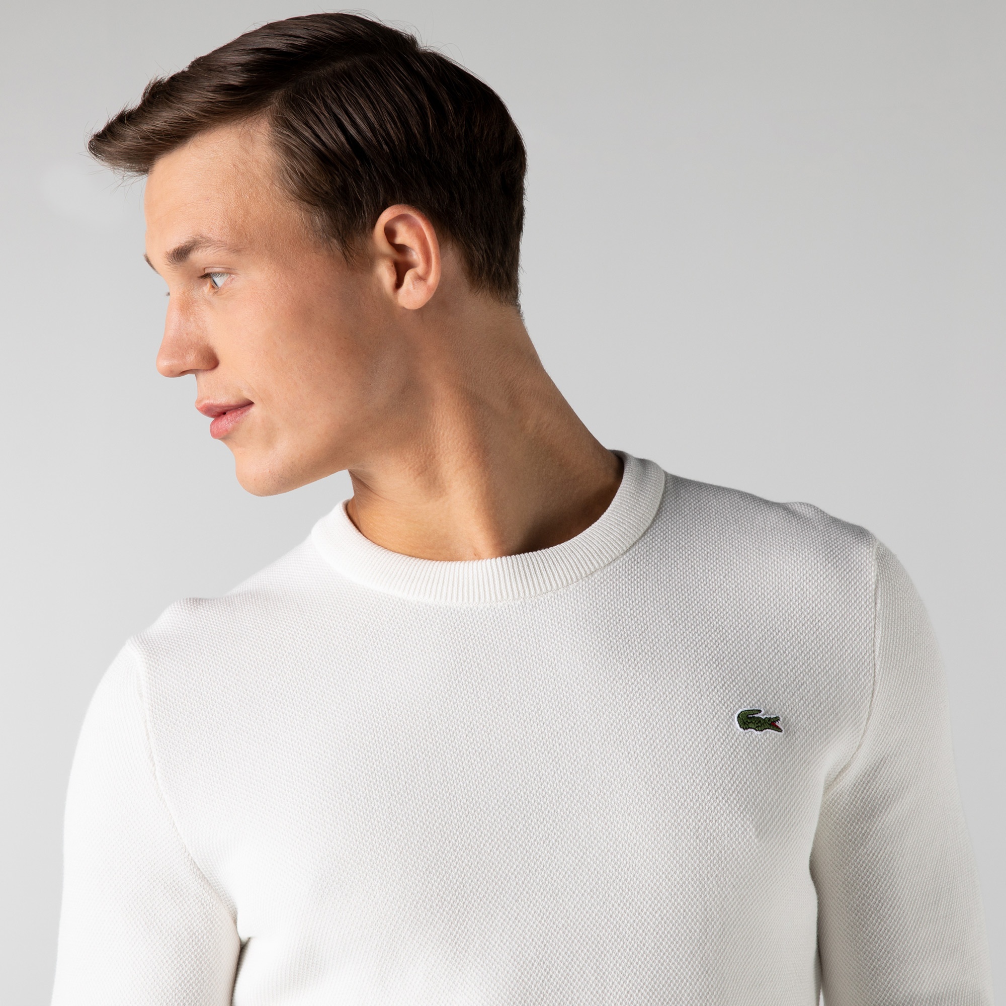 Lacoste Erkek Regular Fit Bisiklet Yaka Desenli Yeşil Kazak