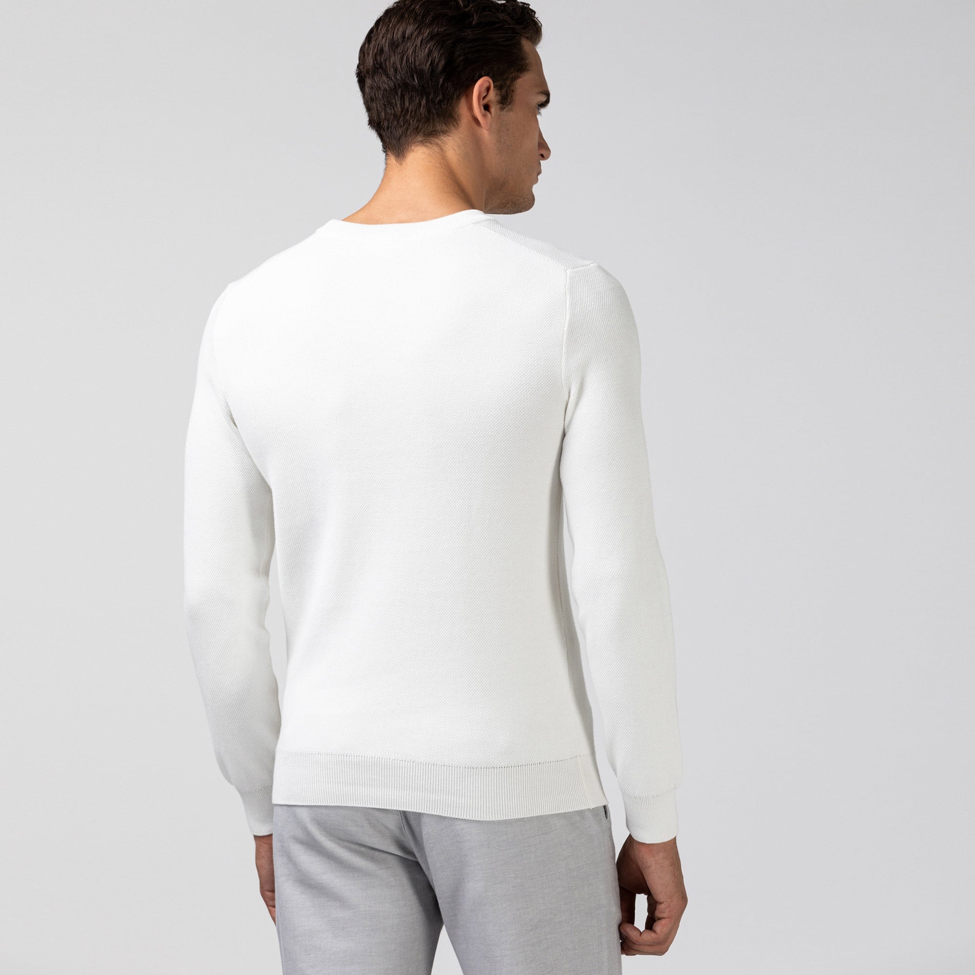 Lacoste Erkek Bisiklet Yaka Beyaz Triko