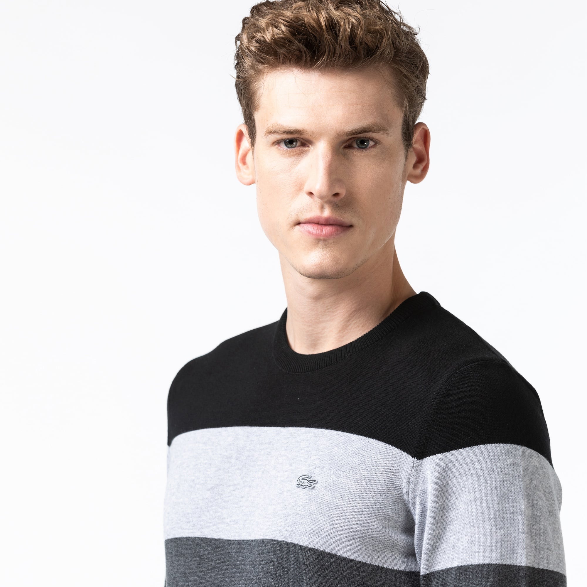 Lacoste  Erkek Bisiklet Yaka Renk Bloklu  Siyah Kazak