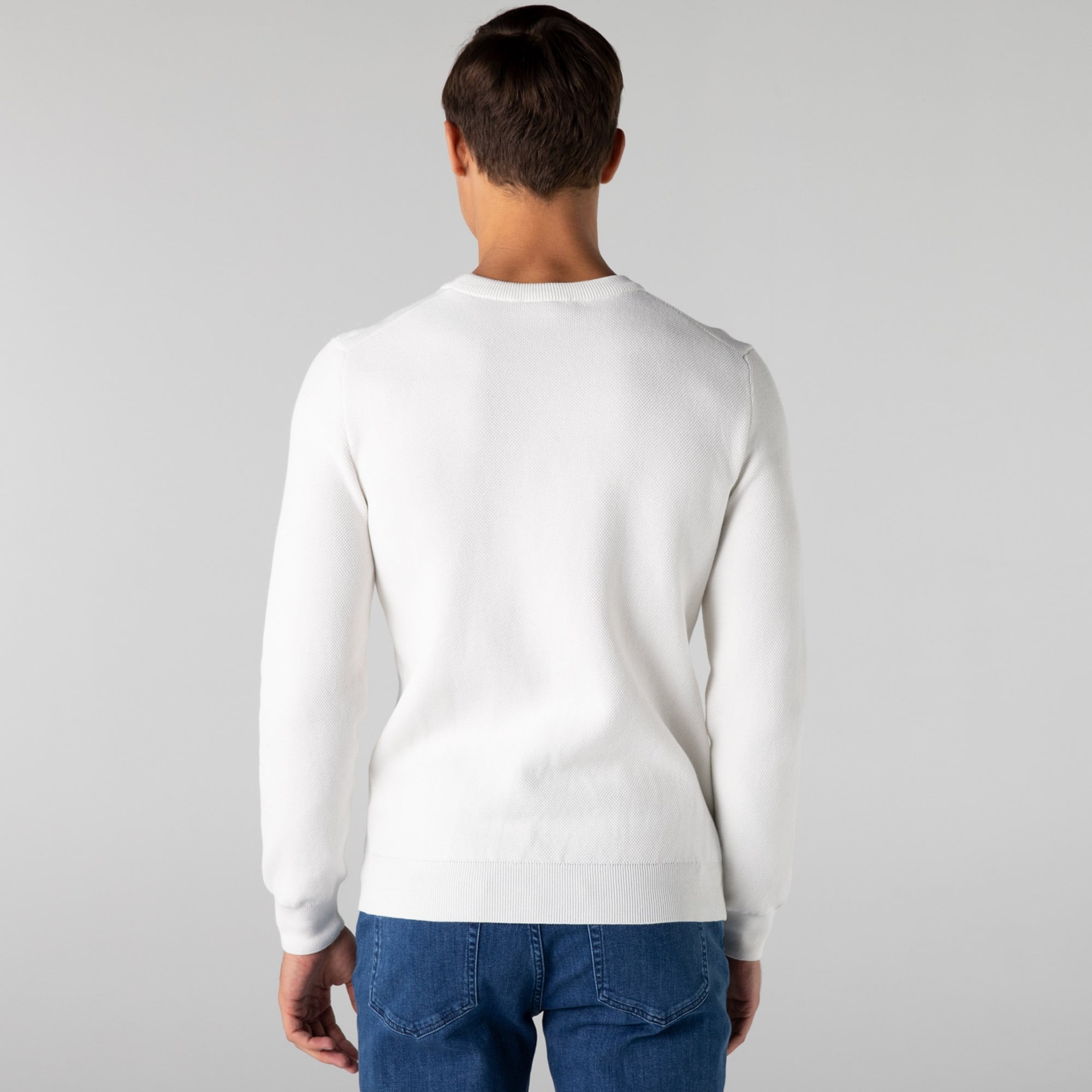 Lacoste Erkek Bisiklet Yaka Beyaz Triko