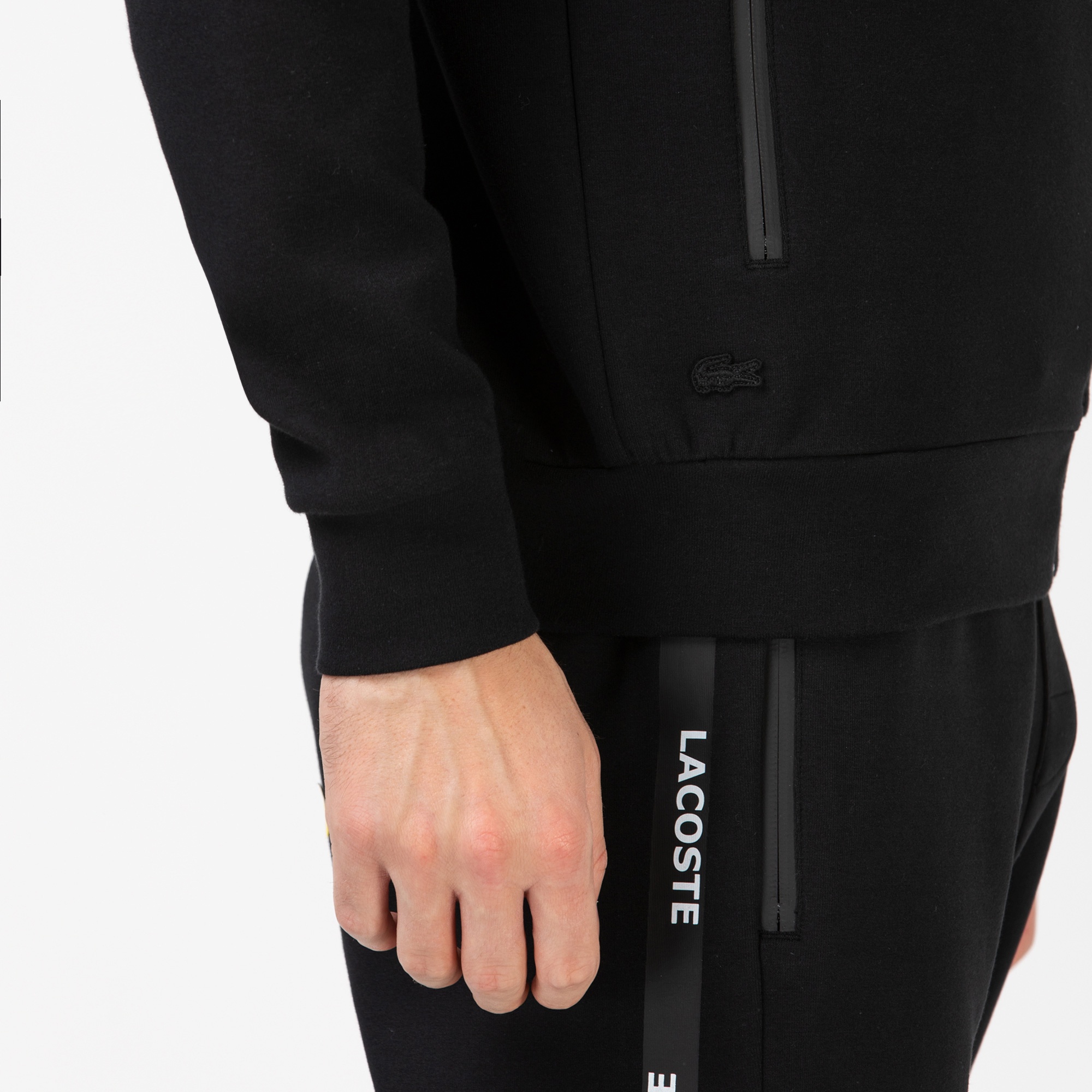 Lacoste Erkek Baskılı Kapüşonlu Siyah Sweatshirt