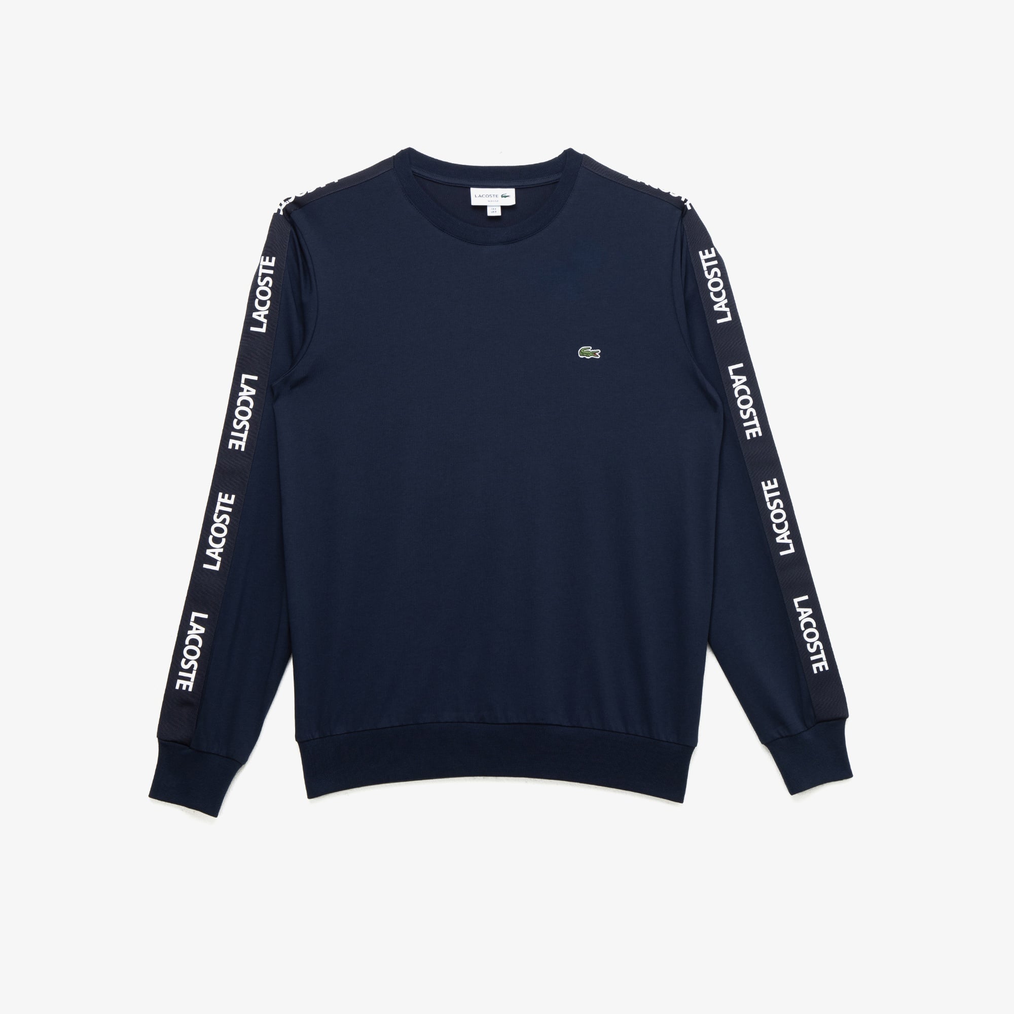 Lacoste Erkek Slim Fit Uzun Kollu Bisiklet Yaka Baskılı Lacivert T-Shirt