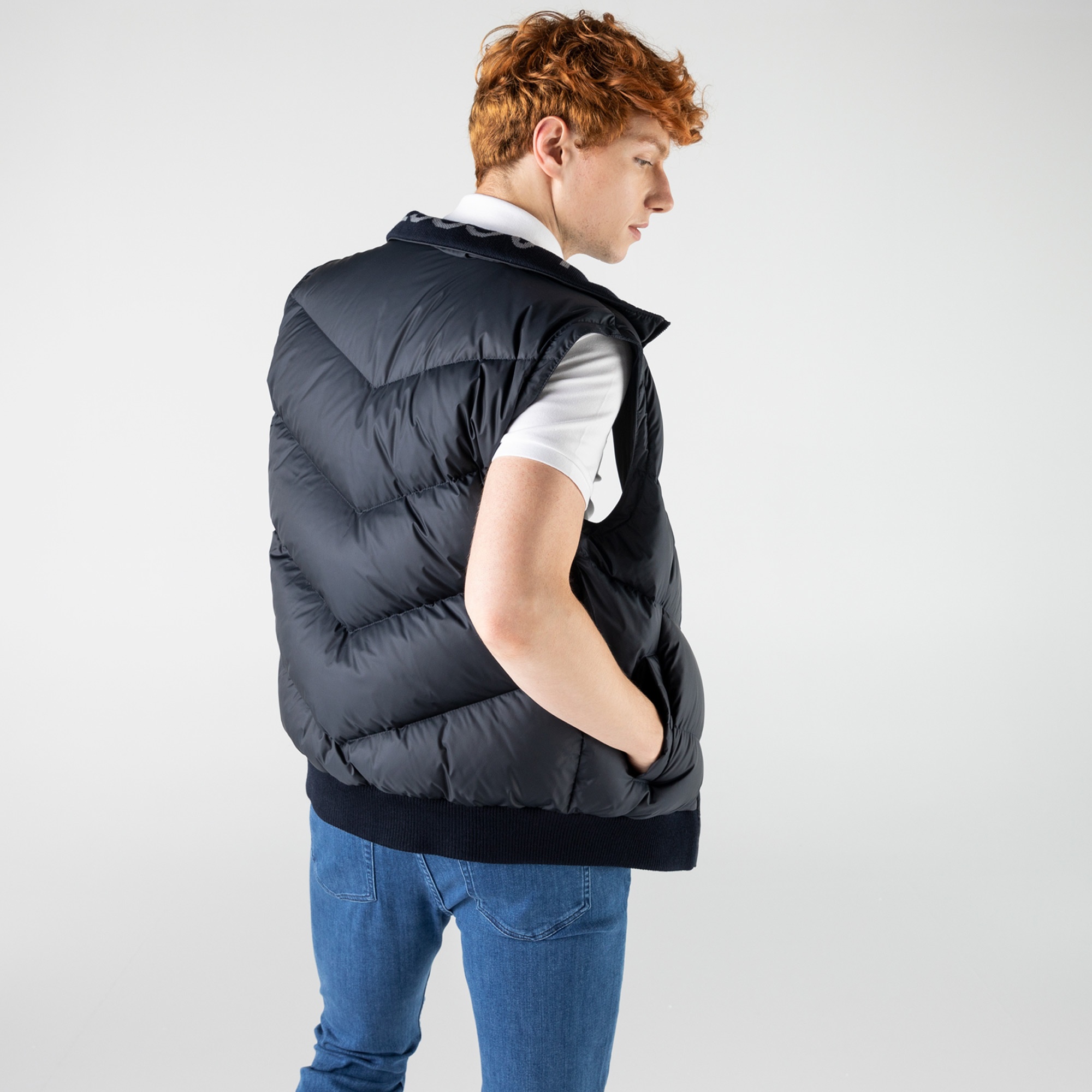 Lacoste Erkek Kapüşonlu Kapitone Lacivert Mont