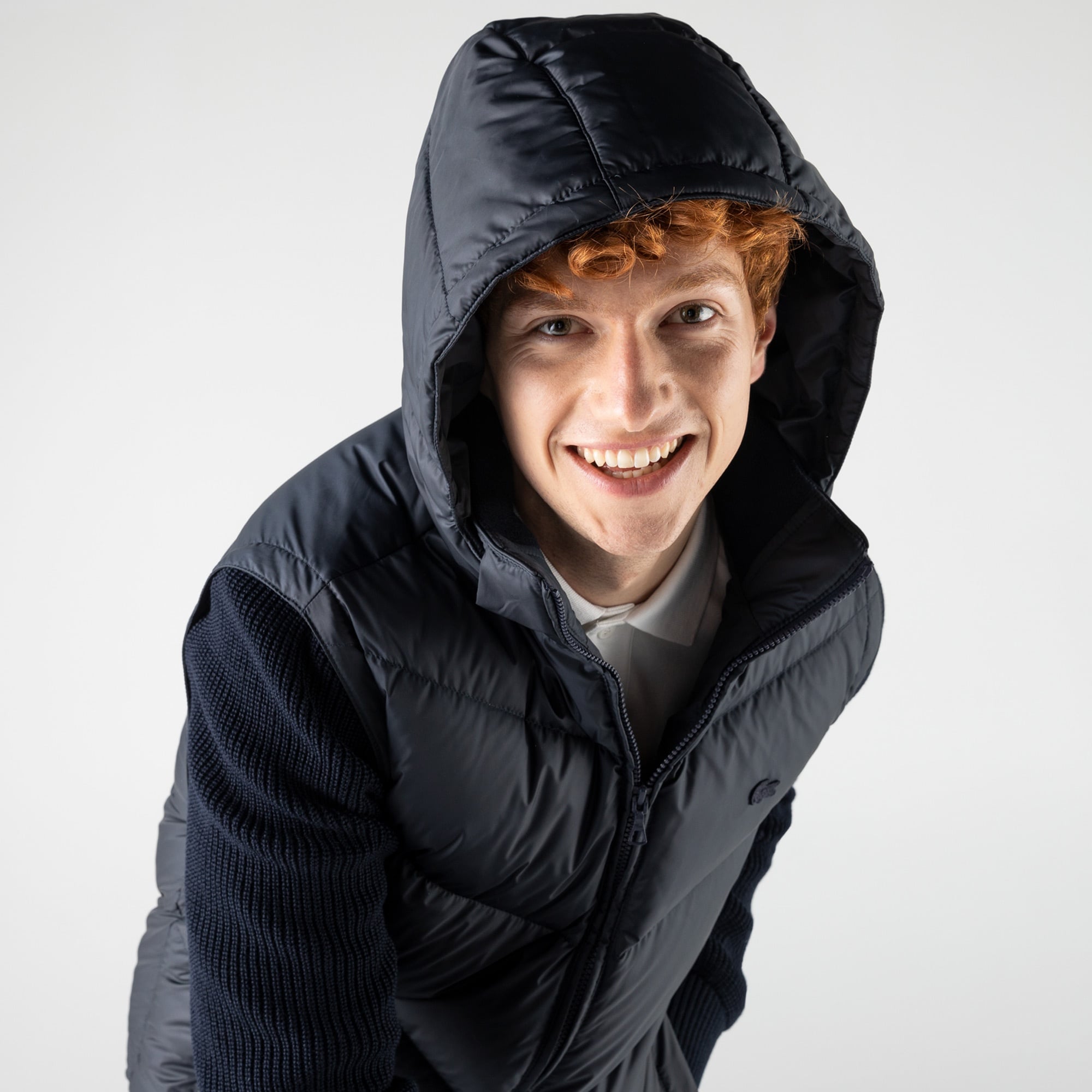 Lacoste Erkek Kapüşonlu Kapitone Lacivert Mont