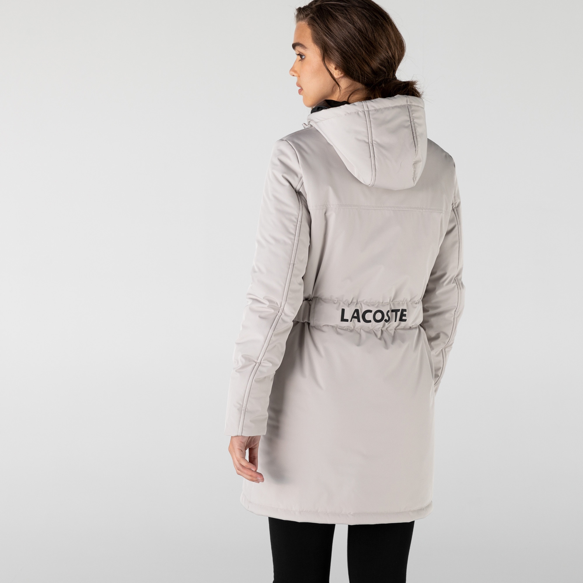 Lacoste Kadın Kapüşonlu Beyaz Kaban