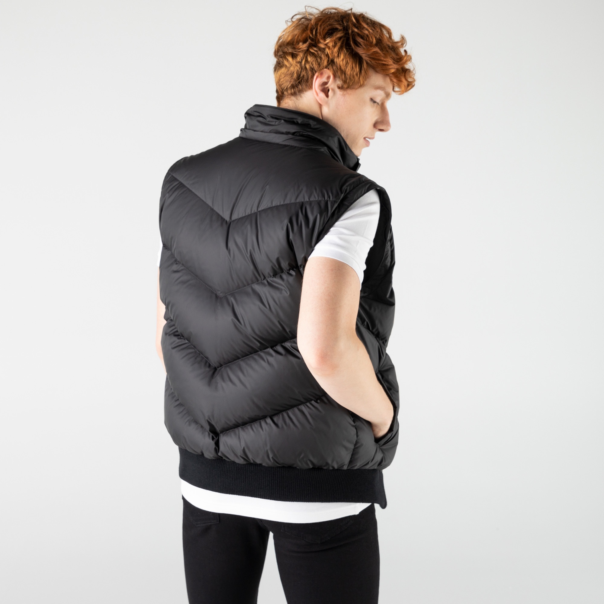 Lacoste Erkek Kapüşonlu Kapitone Siyah Mont