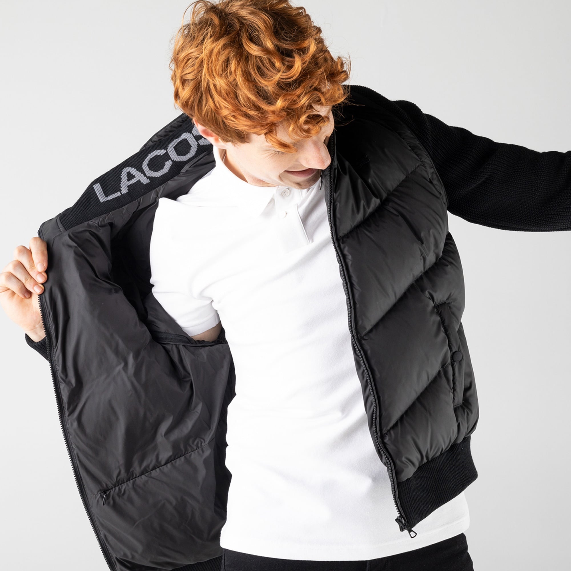 Lacoste Erkek Kapüşonlu Kapitone Siyah Mont