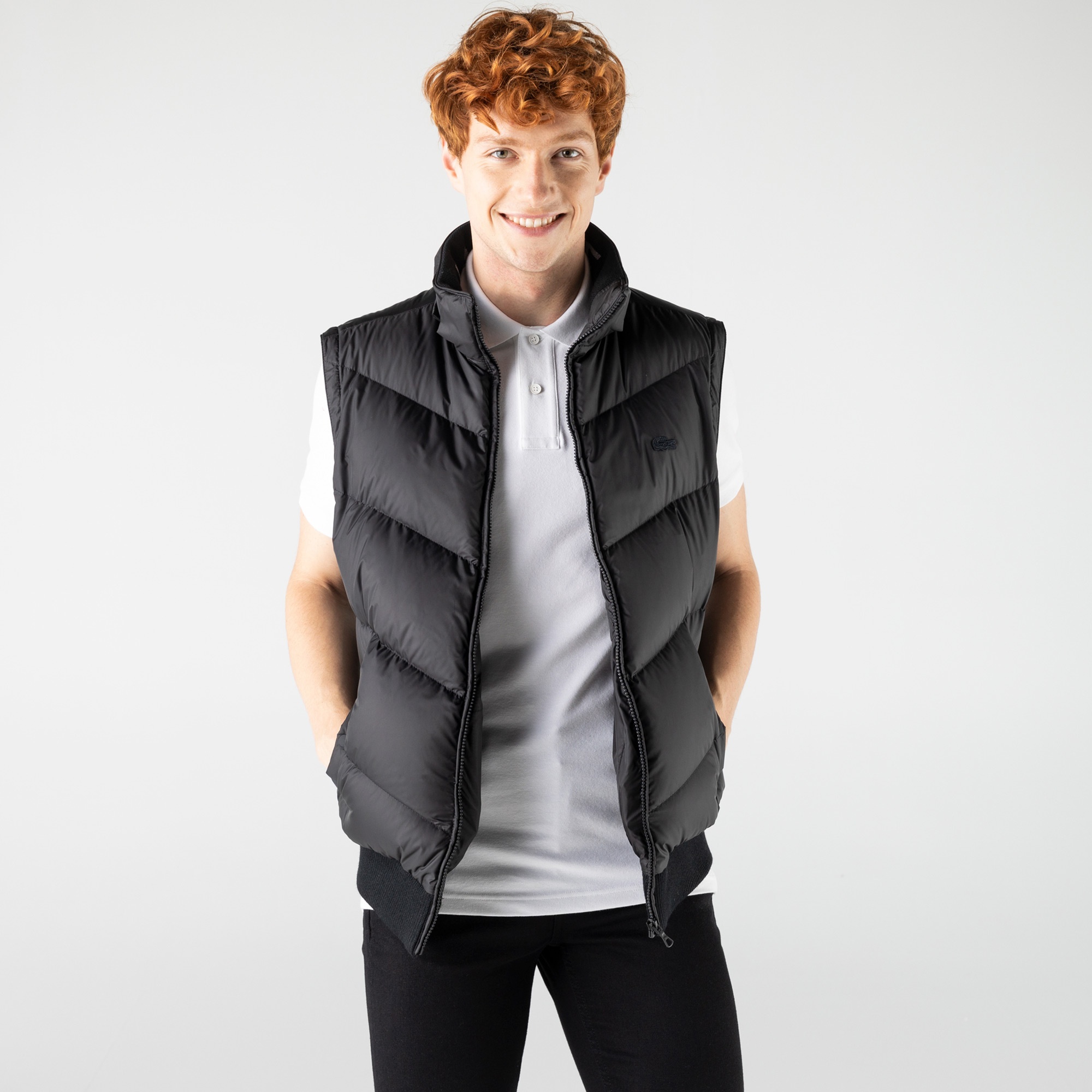 Lacoste Erkek Kapüşonlu Kapitone Siyah Mont