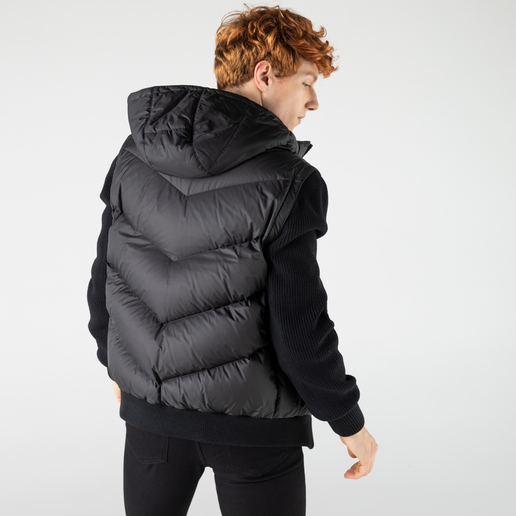 Lacoste Erkek Kapüşonlu Kapitone Siyah Mont