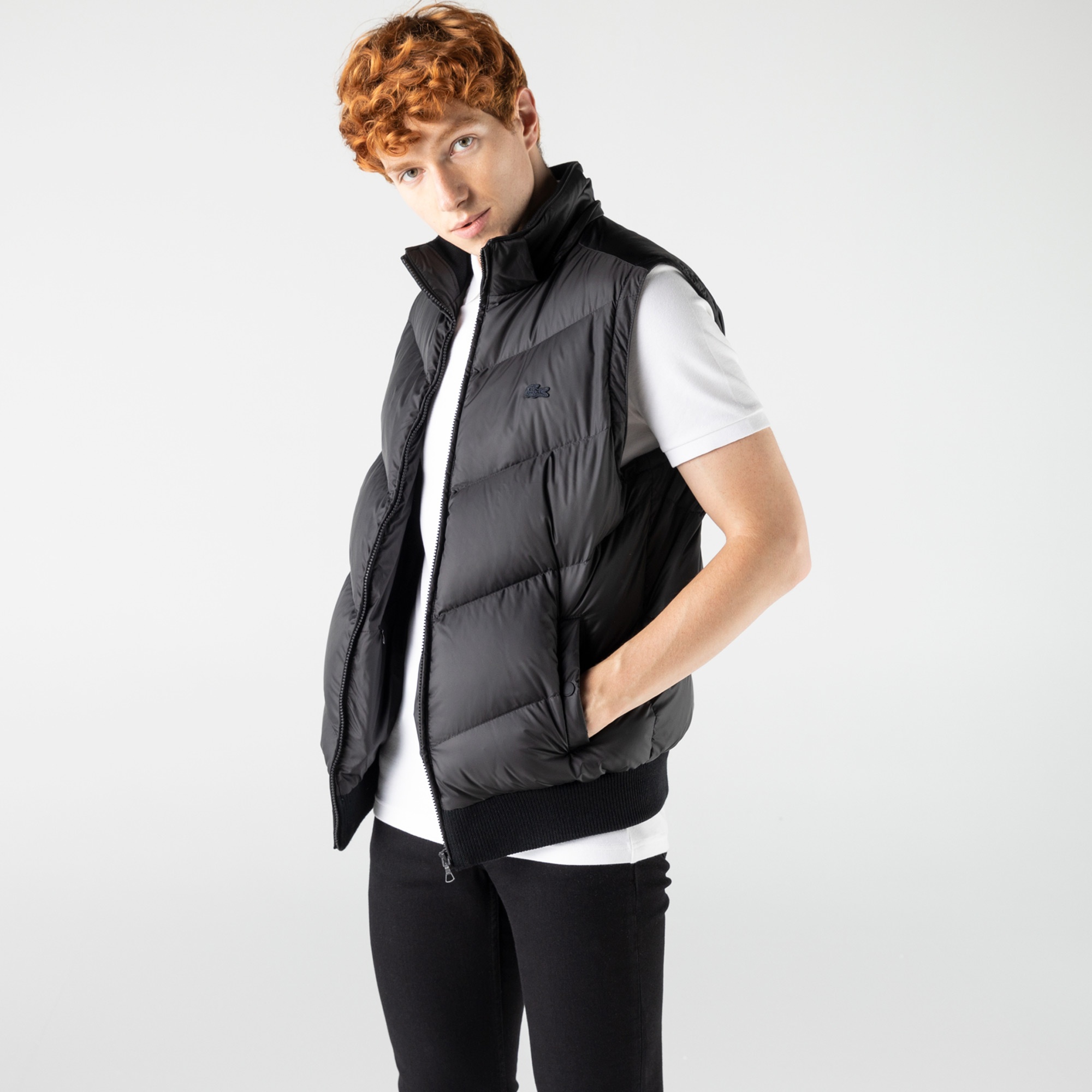 Lacoste Erkek Kapüşonlu Kapitone Siyah Mont