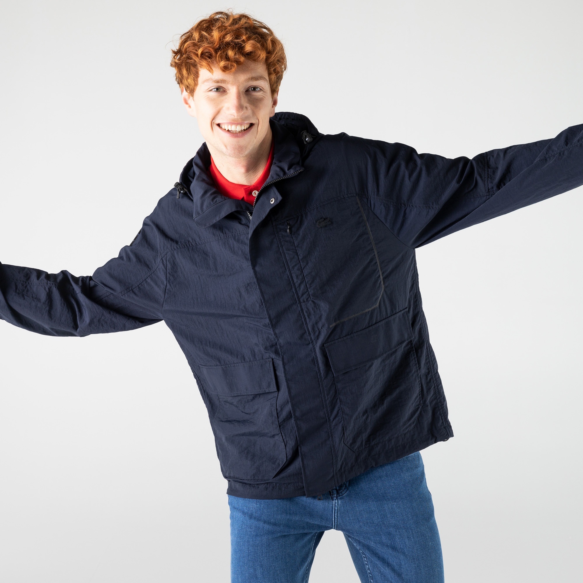 Lacoste Erkek Çıkarılabilir Kapüşonlu Lacivert Mont