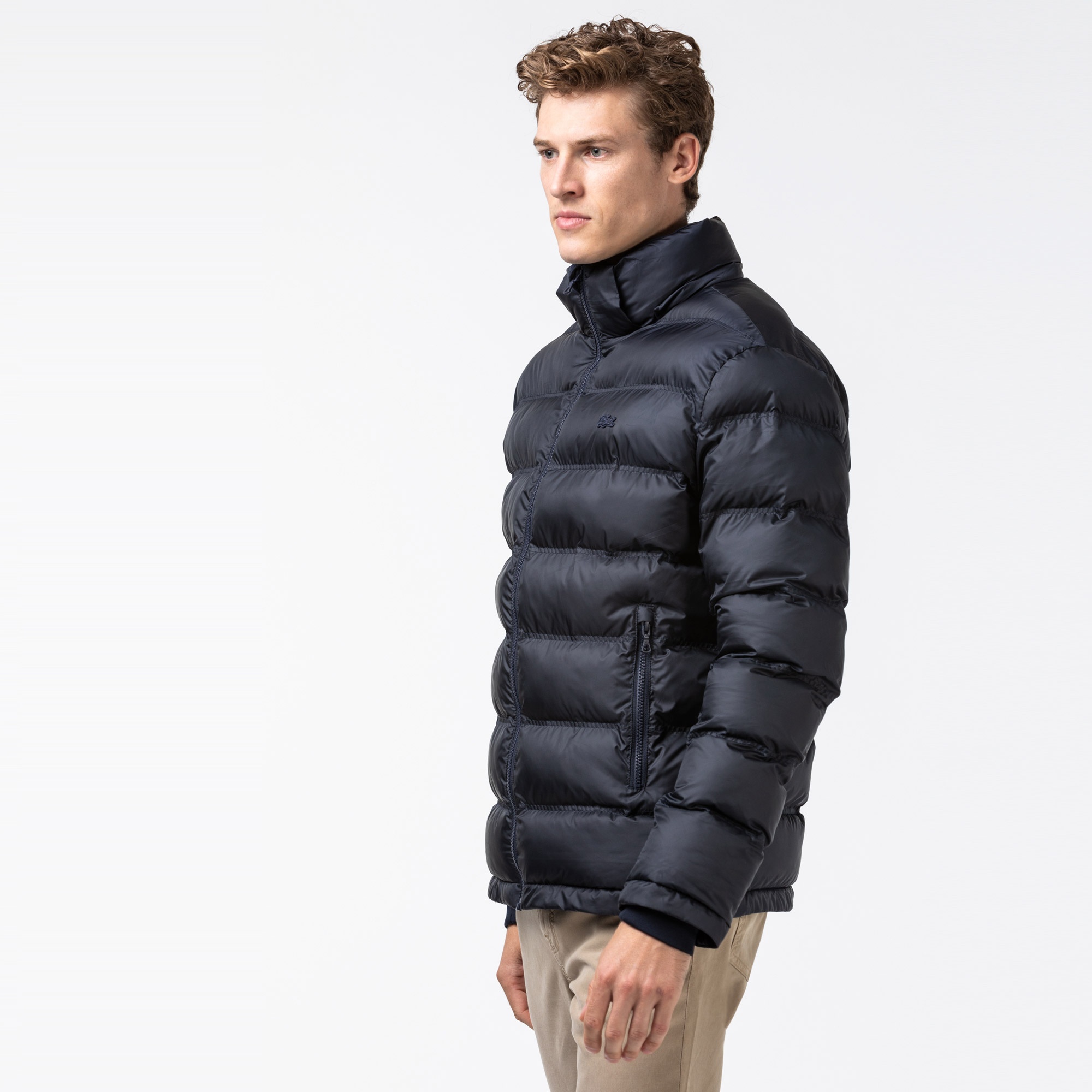 Lacoste Erkek Kapüşonlu Lacivert Şişme Mont