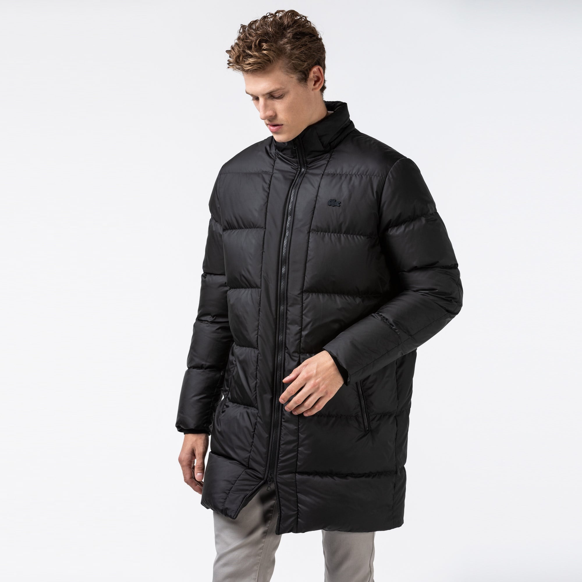 Lacoste Erkek Kapüşonlu Kapitone Siyah Mont