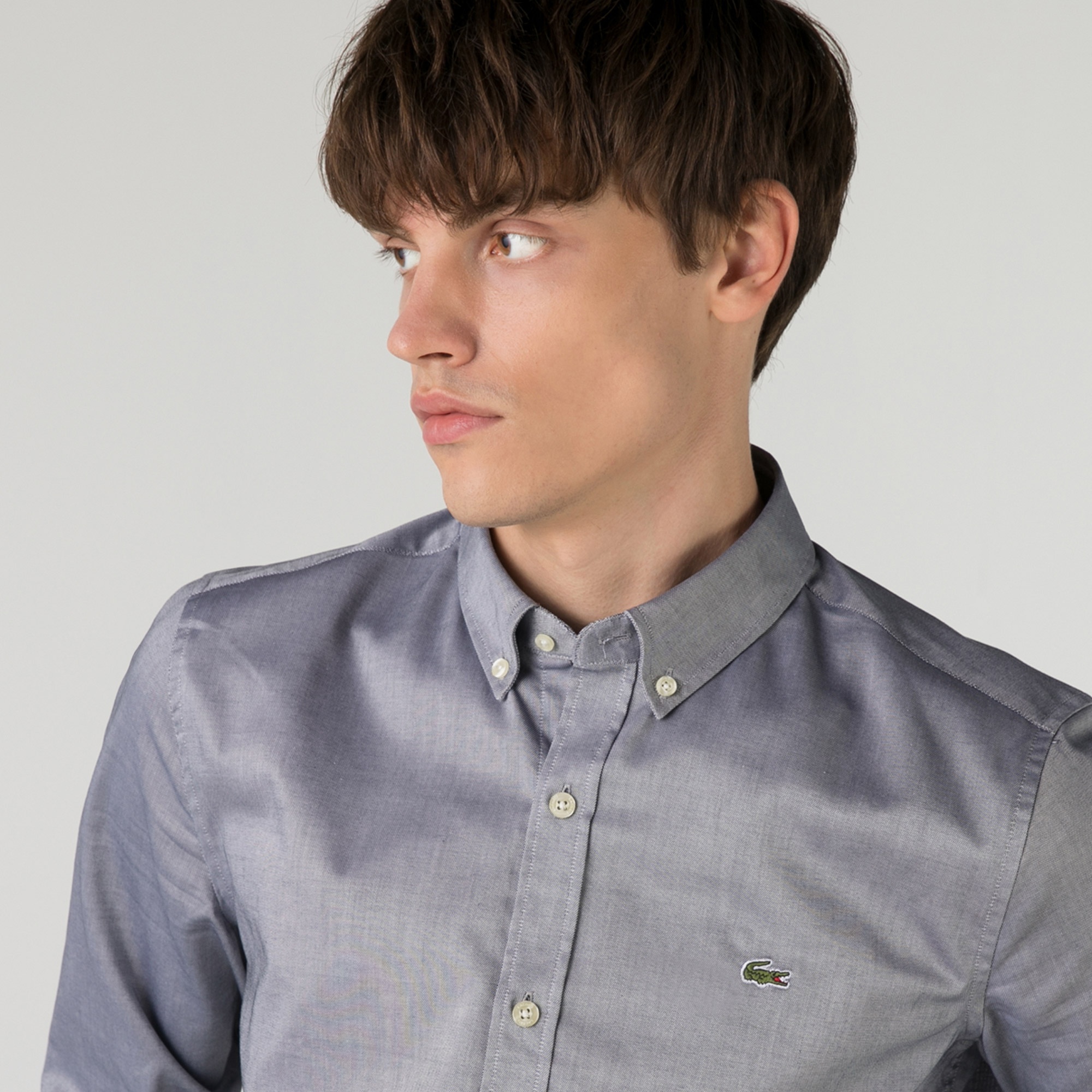 Lacoste Erkek Slim Fit Gri Gömlek