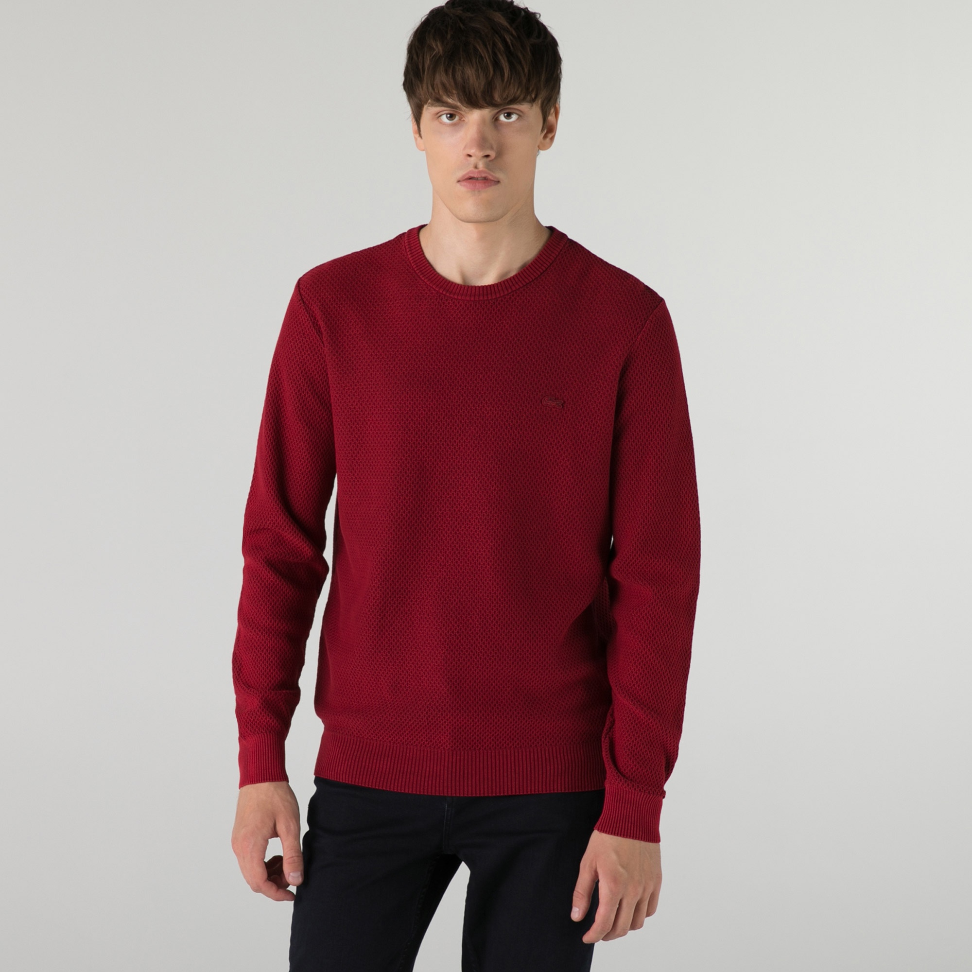 Lacoste Erkek Regular Fit Bisiklet Yaka Bordo Kazak