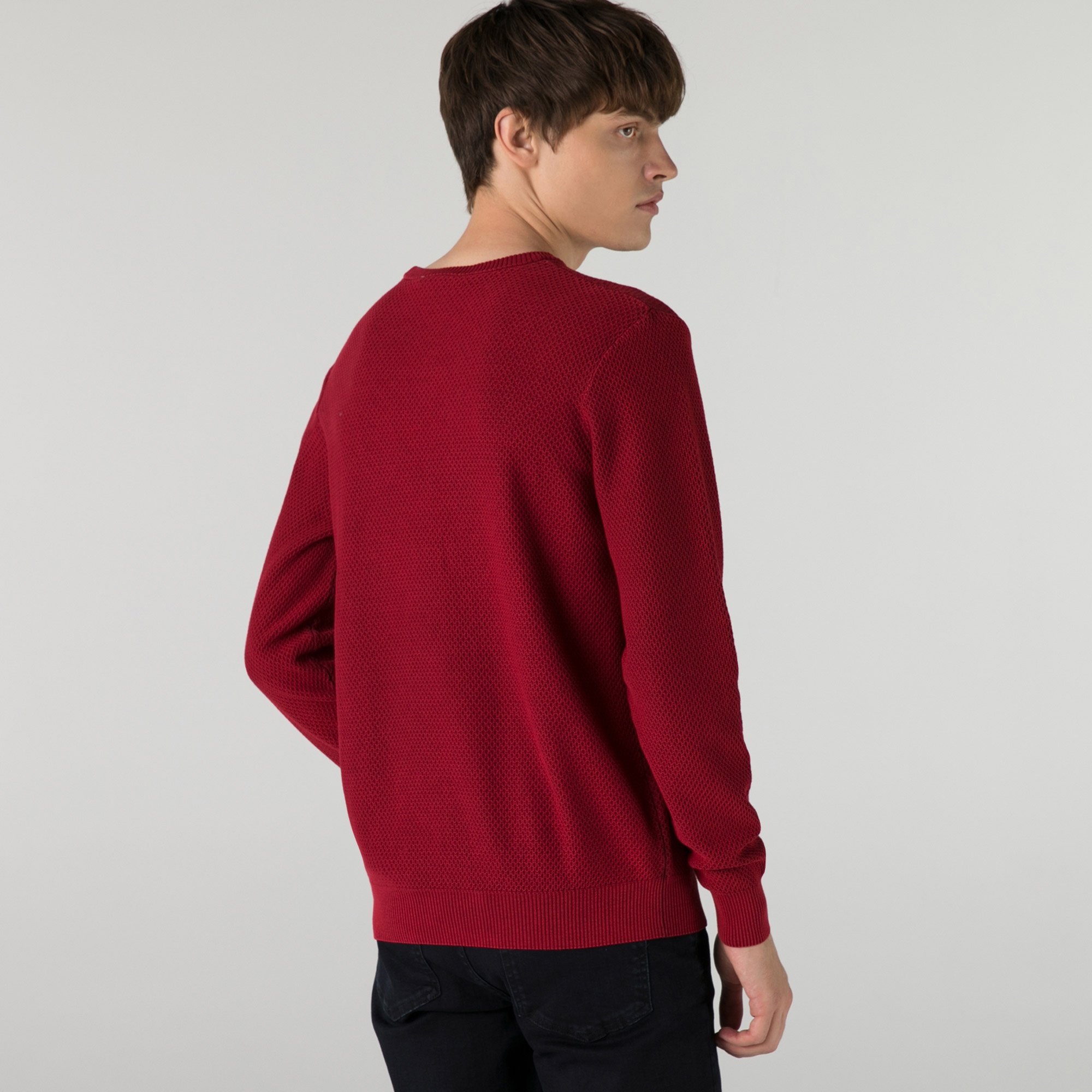 Lacoste Erkek Regular Fit Bisiklet Yaka Bordo Kazak