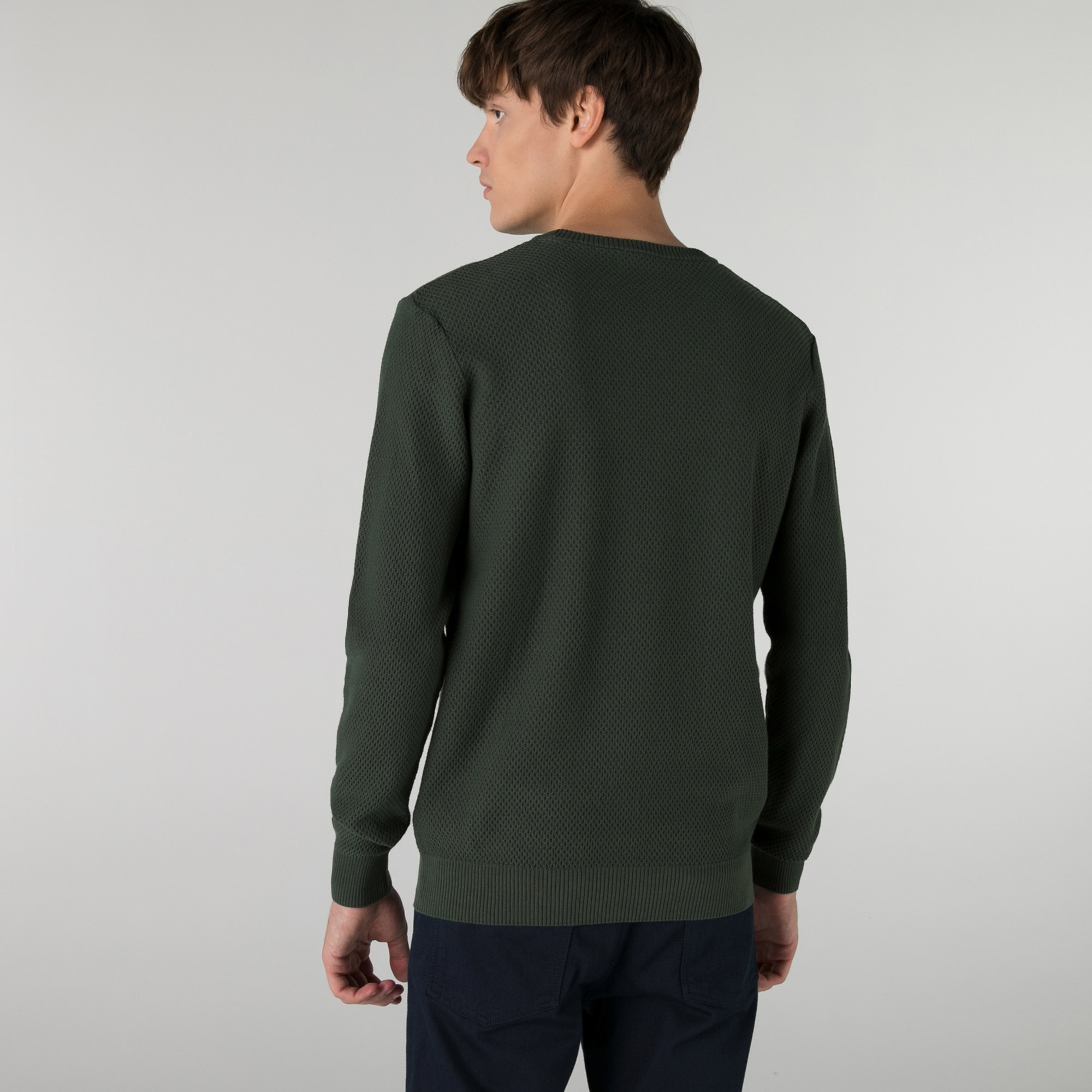 Lacoste Erkek Regular Fit Bisiklet Yaka Haki Kazak