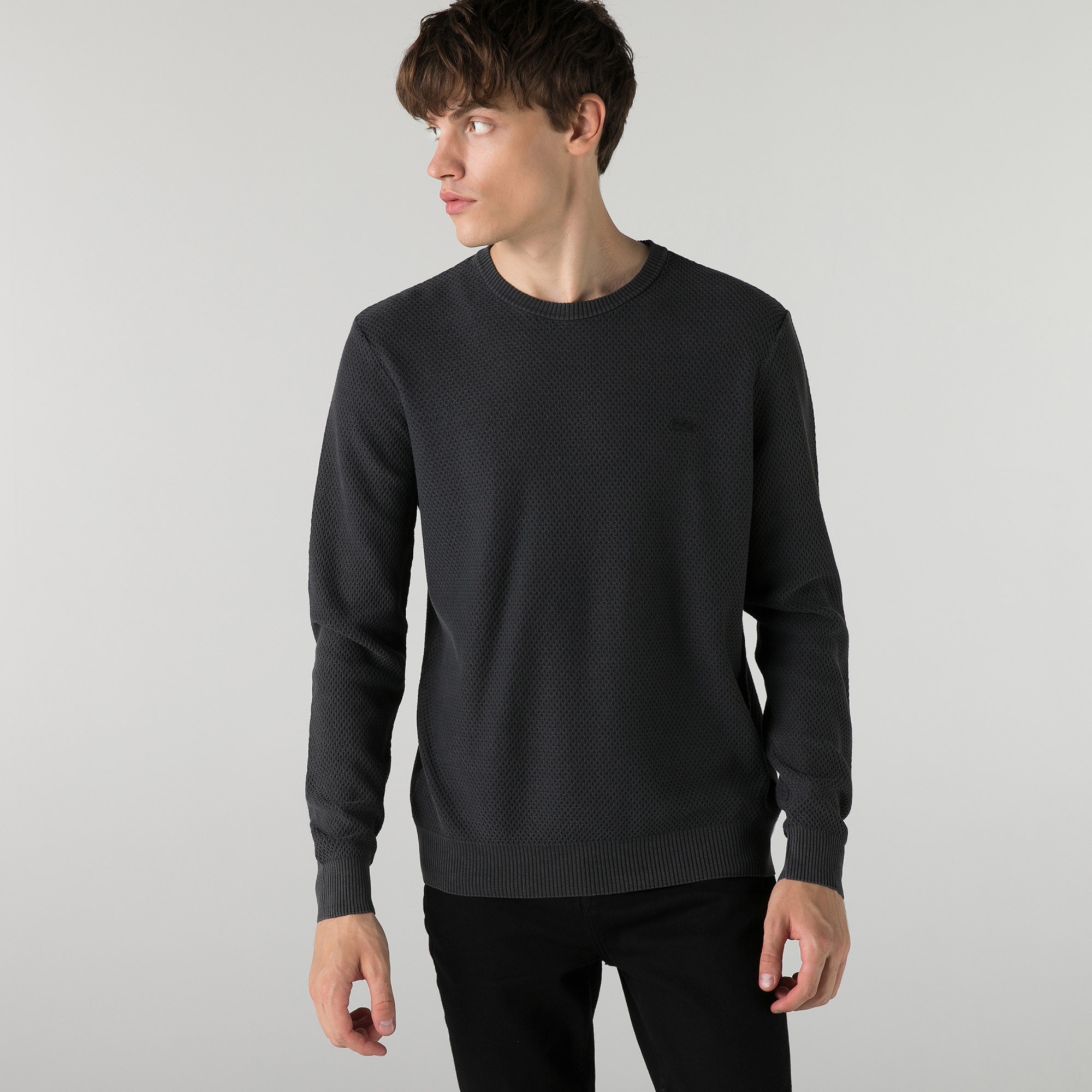 Lacoste Erkek Regular Fit Bisiklet Yaka Siyah Kazak