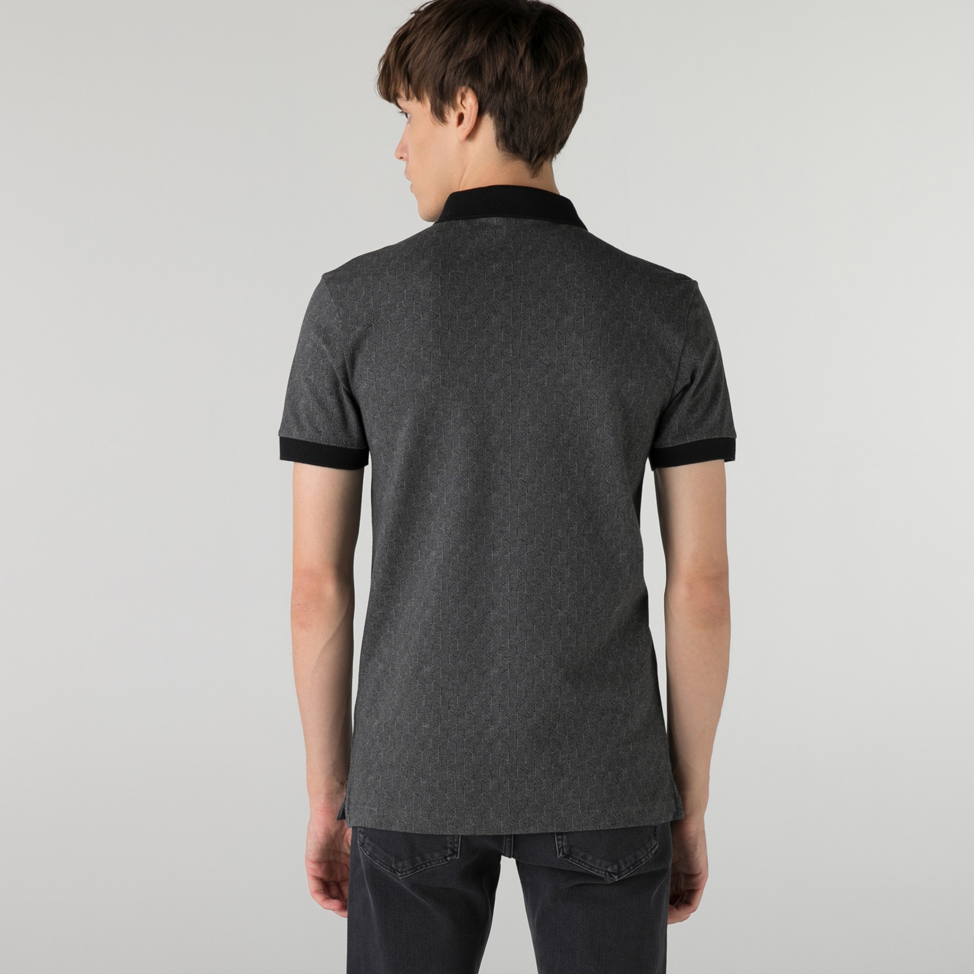 Lacoste Erkek Slim Fit Desenli Koyu Gri Polo