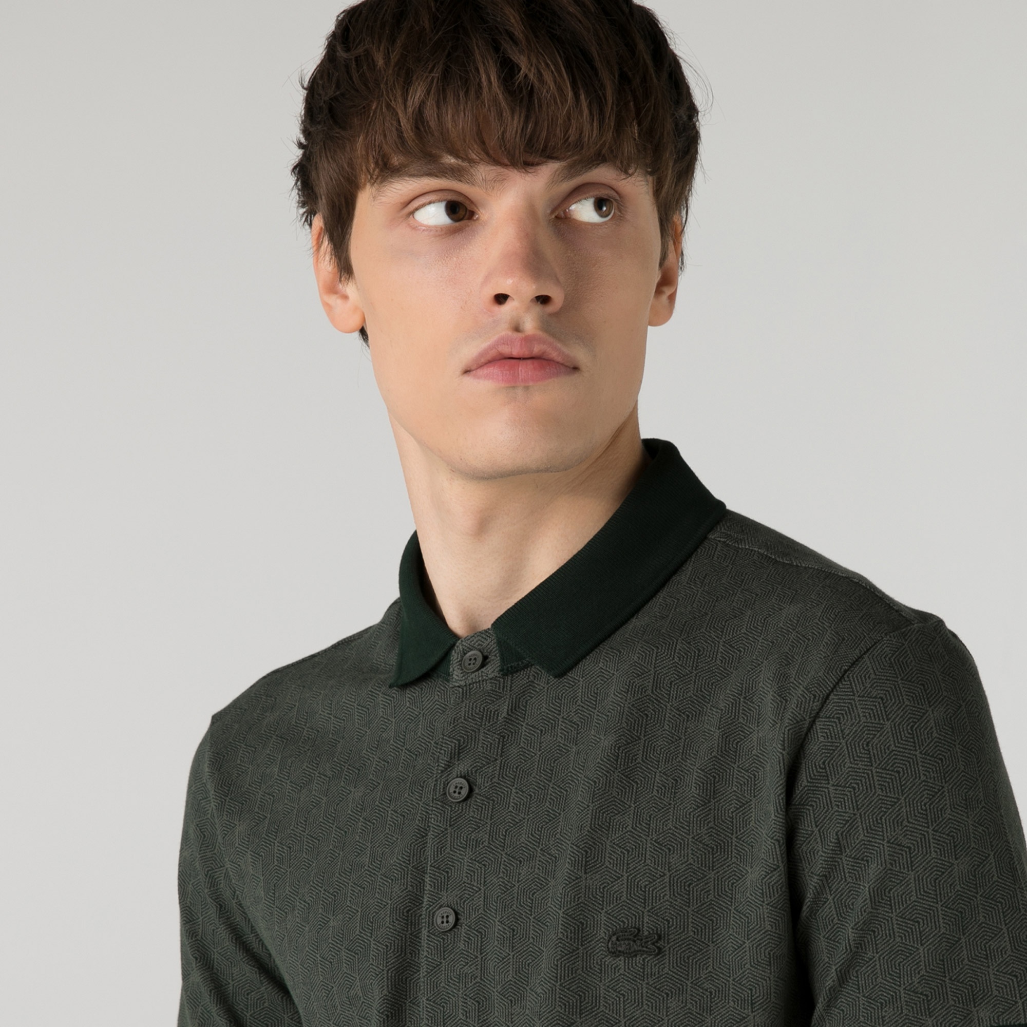 Lacoste Erkek Slim Fit Desenli Haki Polo