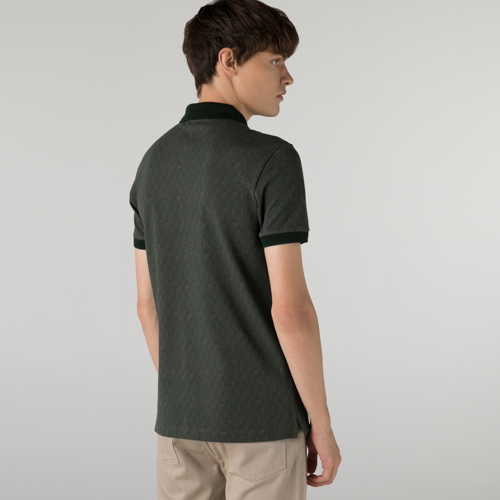 Lacoste Erkek Slim Fit Desenli Haki Polo