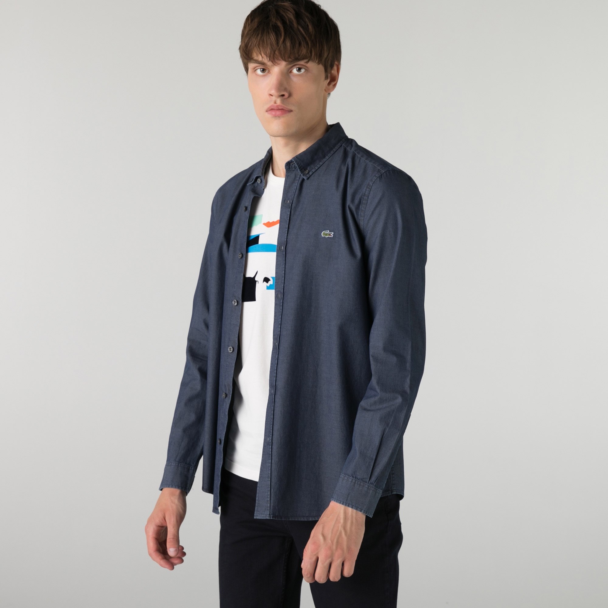 Lacoste Erkek Slim Fit İndigo Gömlek