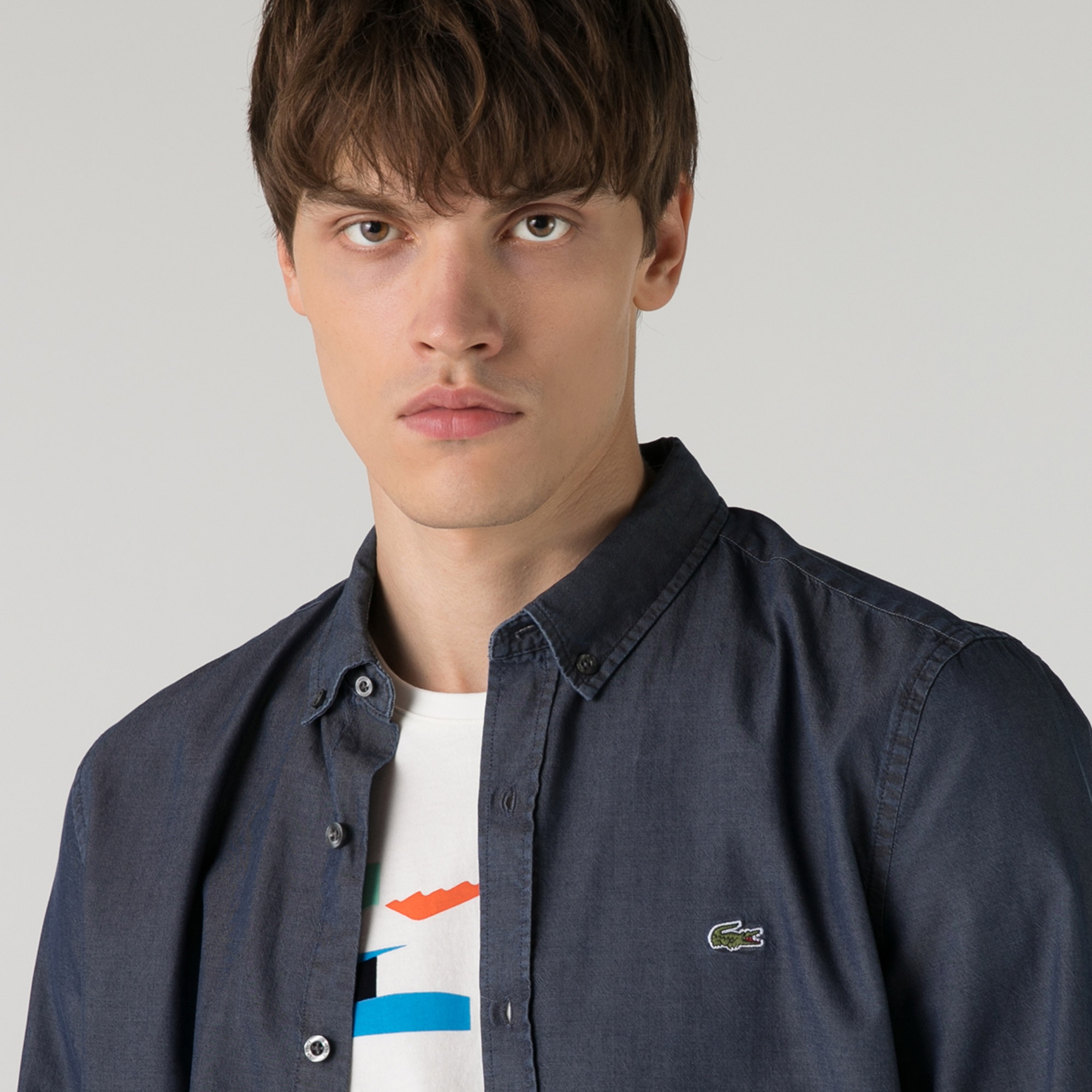 Lacoste Erkek Slim Fit İndigo Gömlek