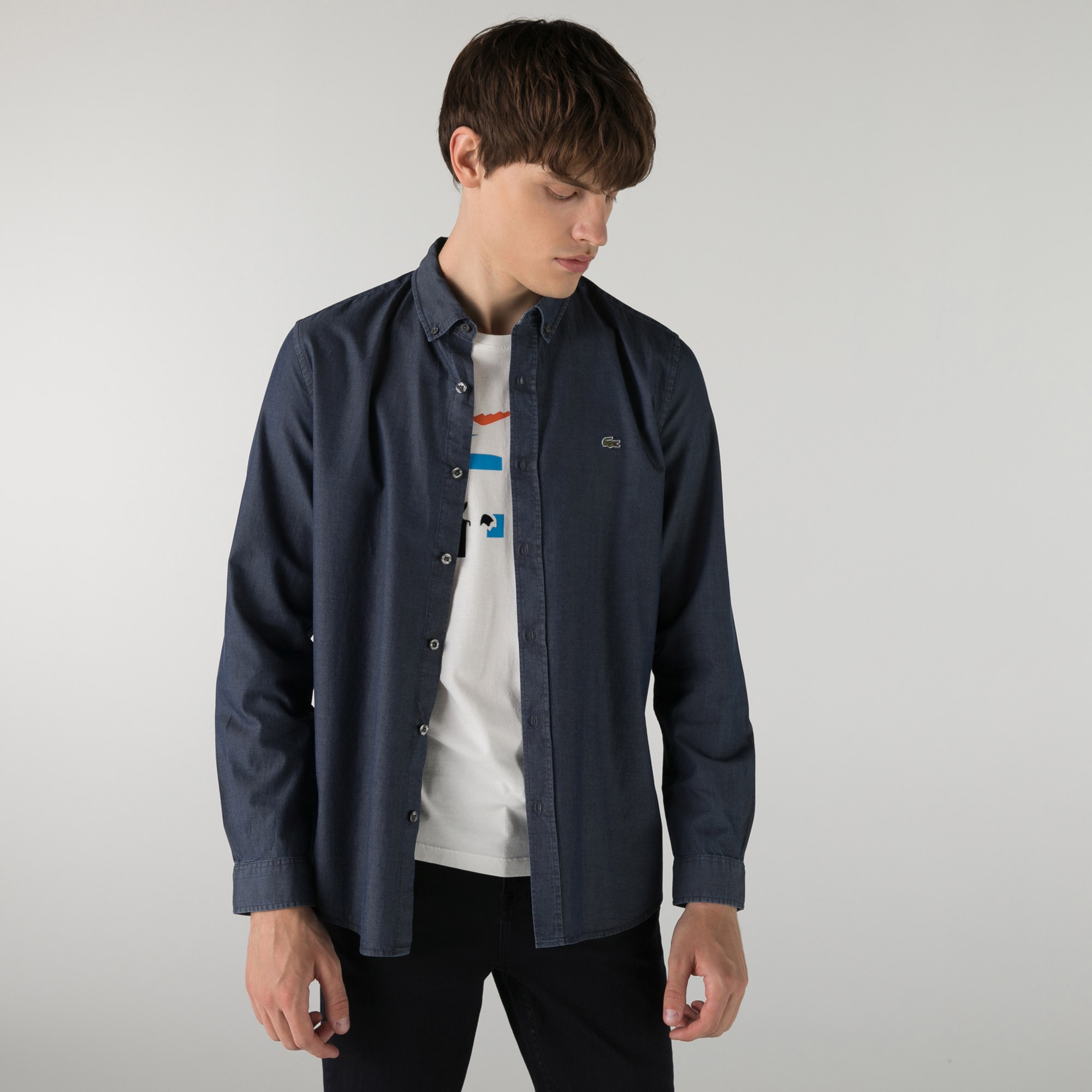 Lacoste Erkek Slim Fit İndigo Gömlek