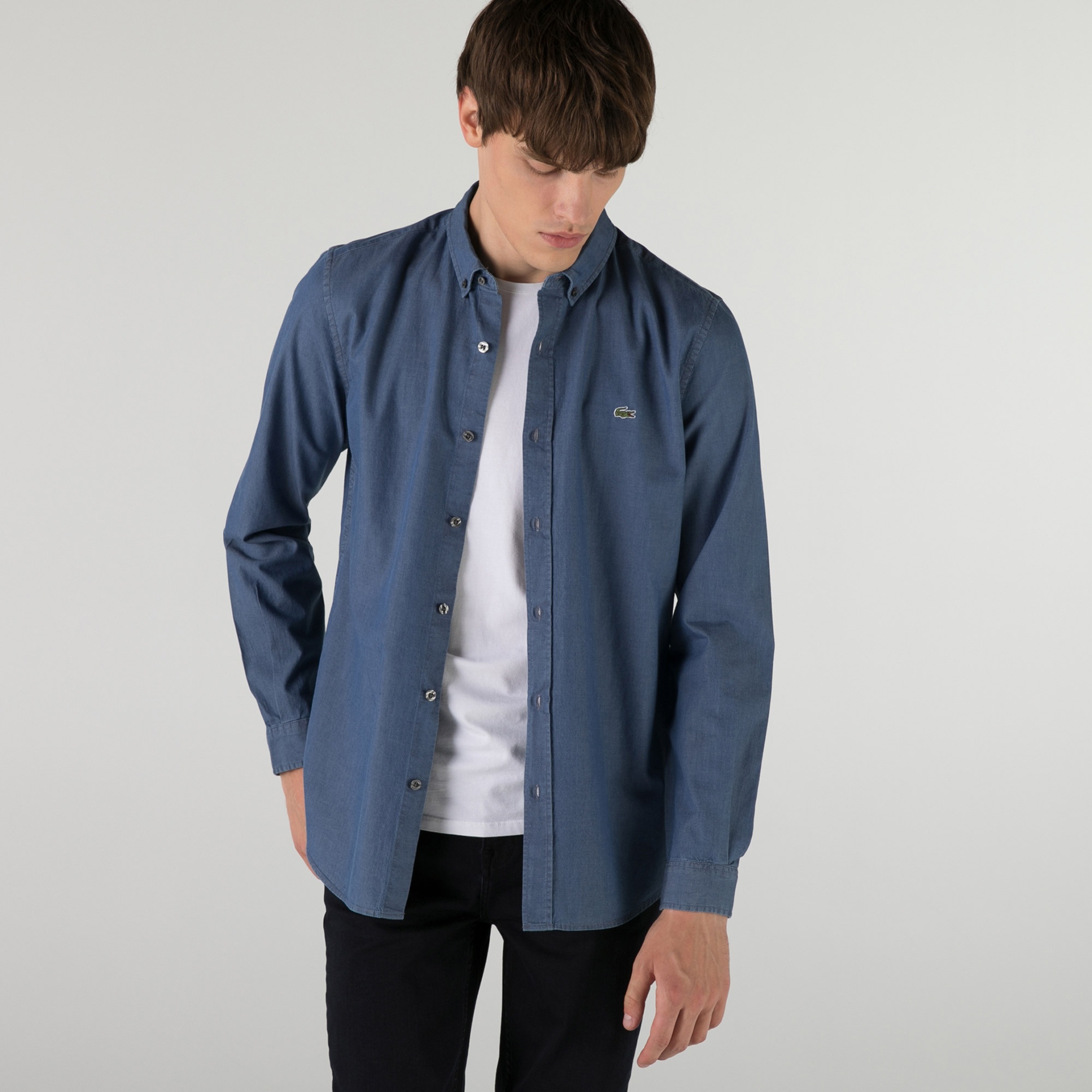 Lacoste Erkek Slim Fit Açık Denim Gömlek