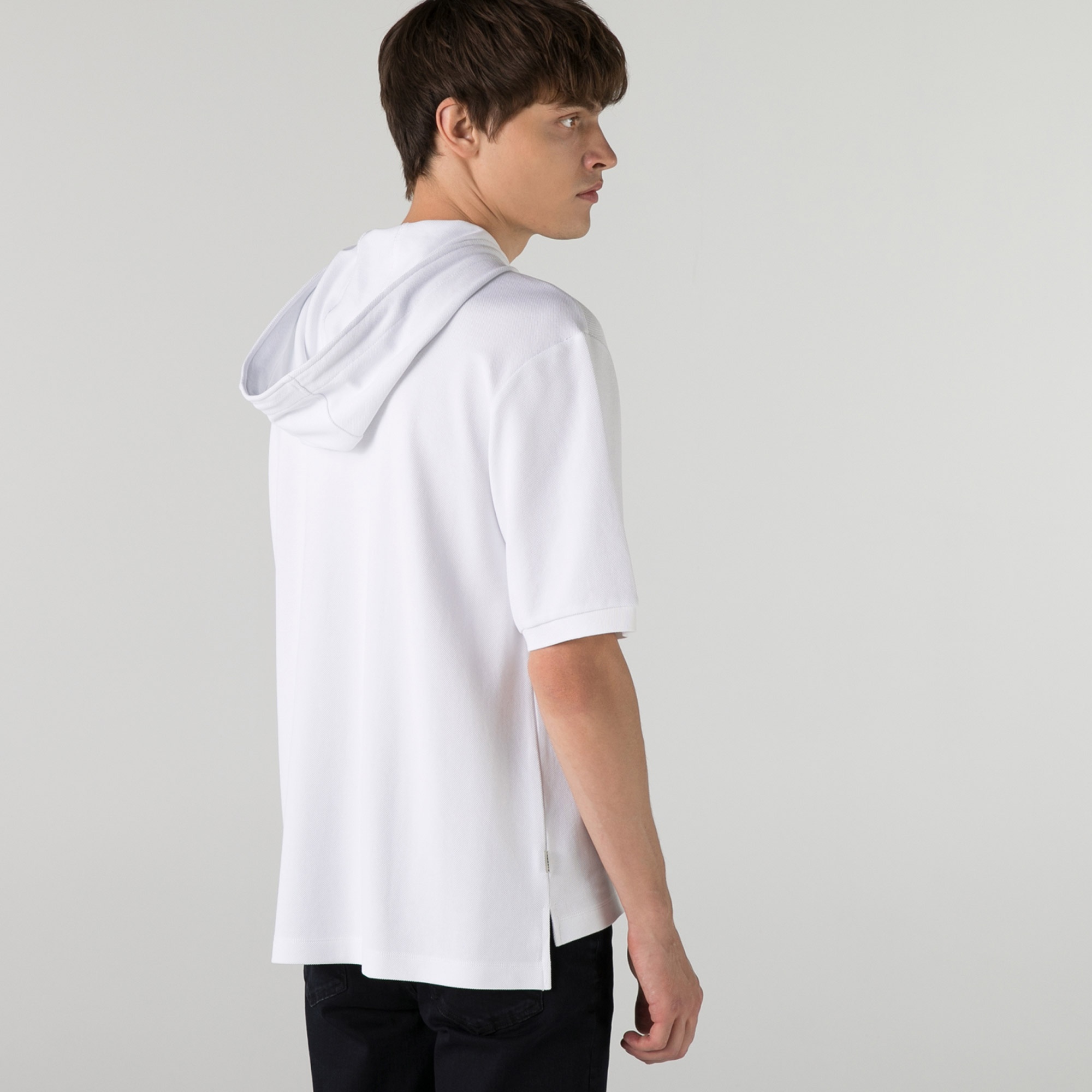 Lacoste Erkek Relaxed Fit Kapüşonlu Beyaz Polo