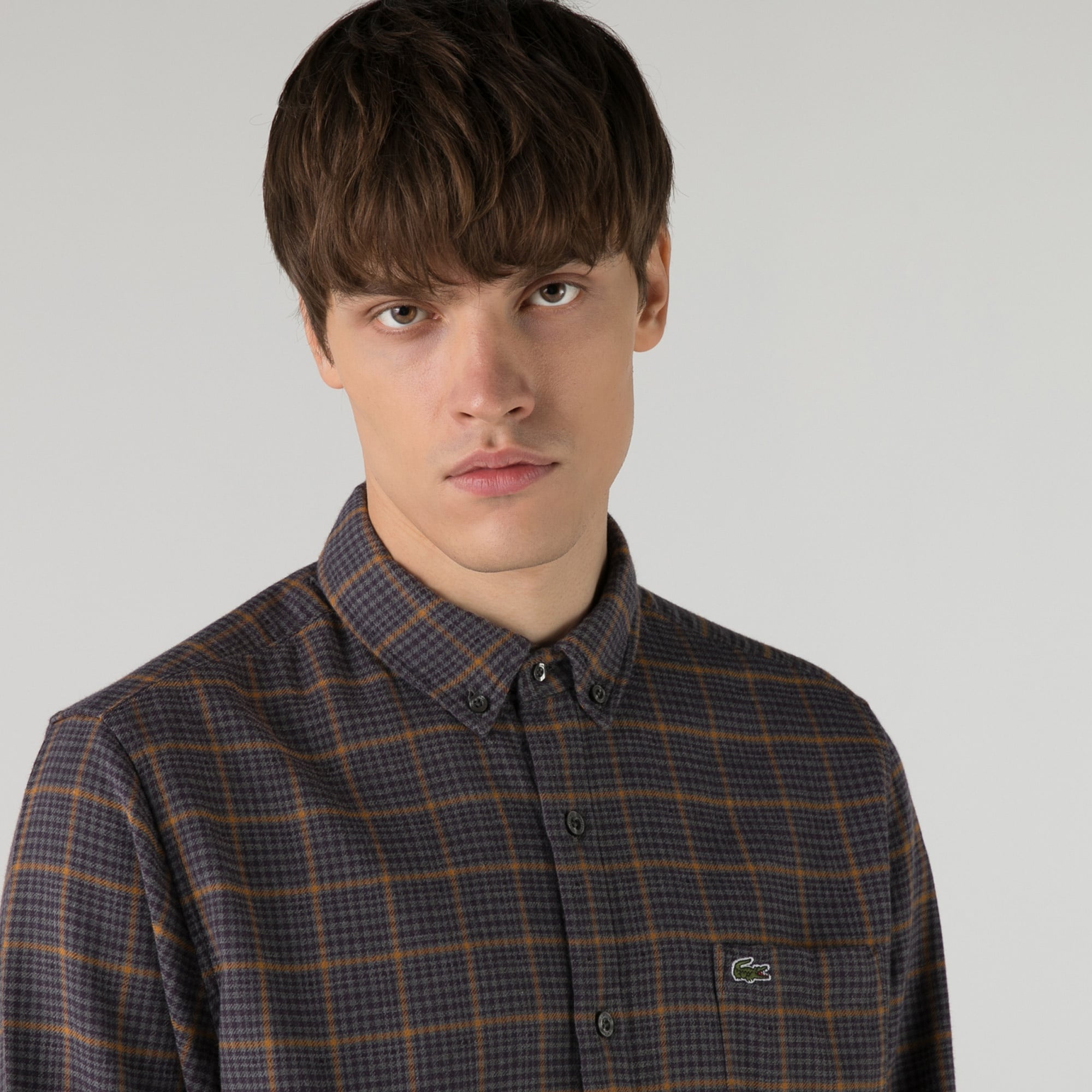 Lacoste Erkek Regular Fit Desenli Kahverengi Gömlek