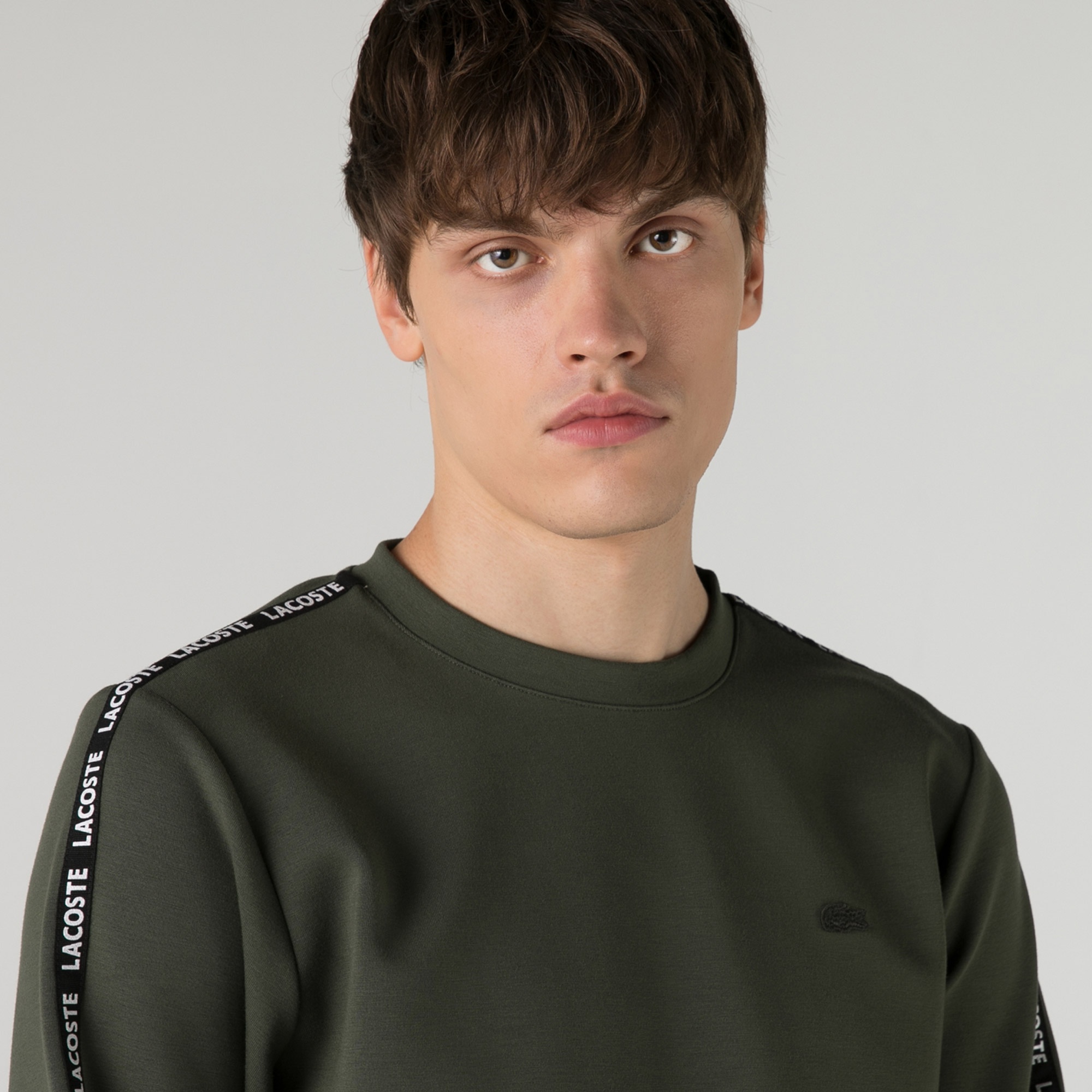 Lacoste Erkek Slim Fit Bisiklet Yaka Haki Sweatshirt