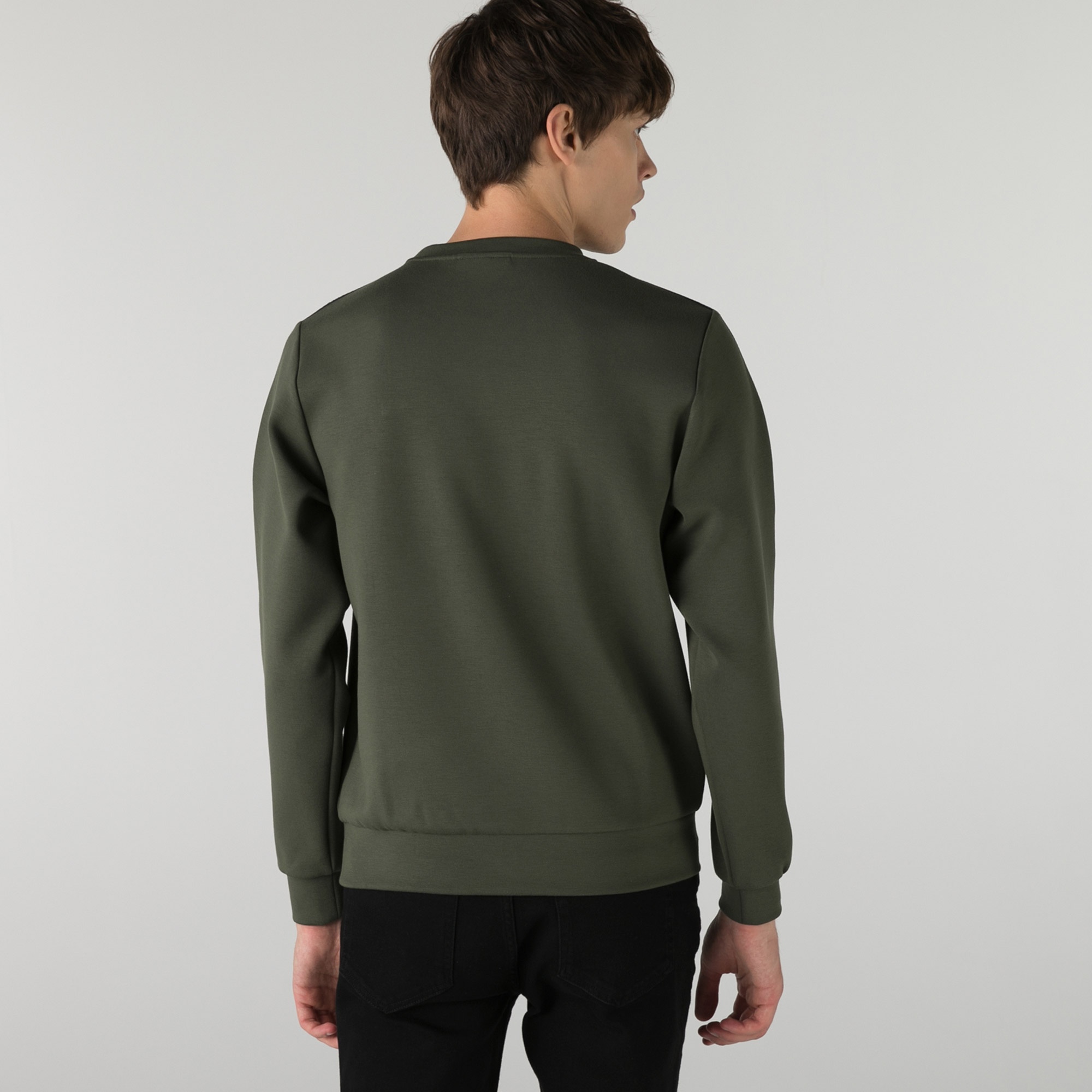 Lacoste Erkek Slim Fit Bisiklet Yaka Haki Sweatshirt