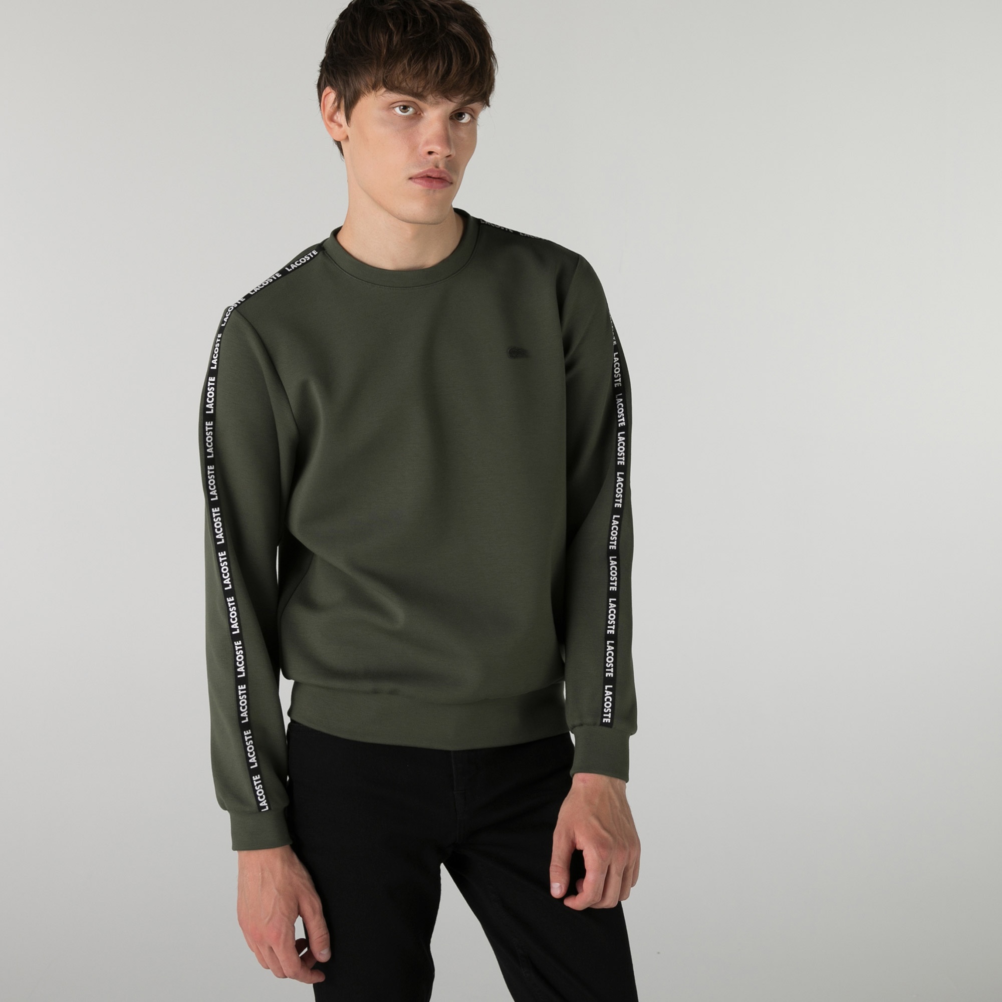 Lacoste Erkek Slim Fit Bisiklet Yaka Haki Sweatshirt