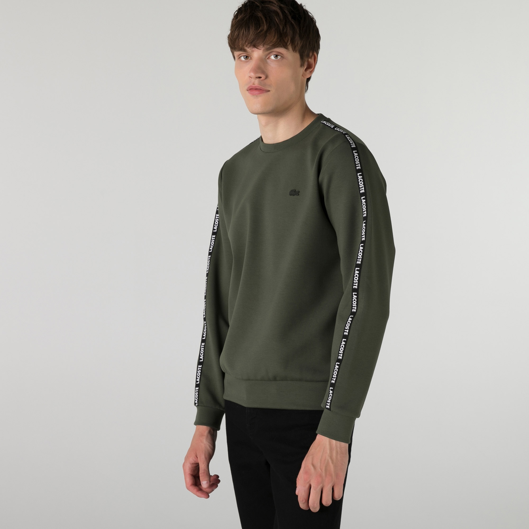 Lacoste Erkek Slim Fit Bisiklet Yaka Haki Sweatshirt