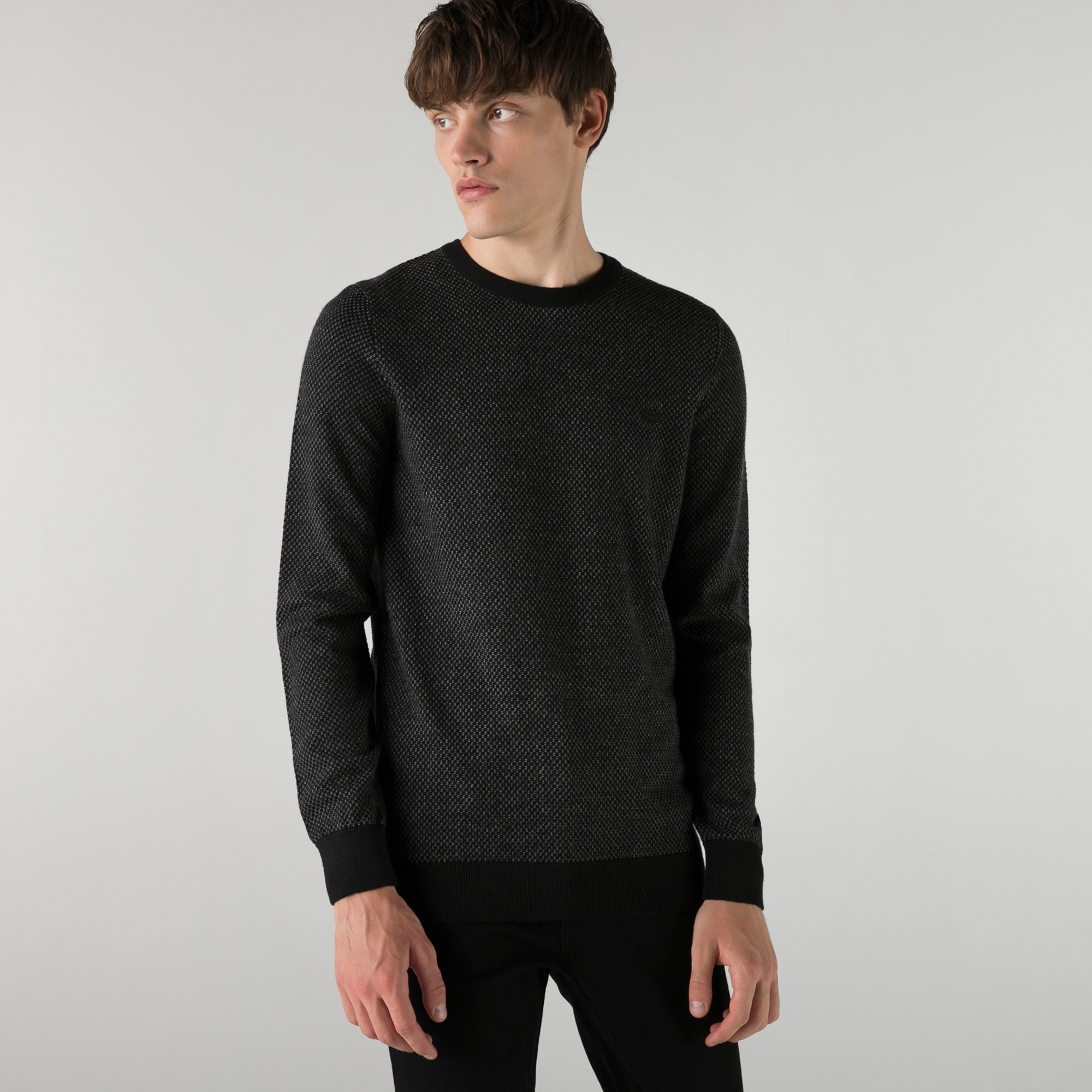 Lacoste Erkek Regular Fit Bisiklet Yaka Siyah Kazak