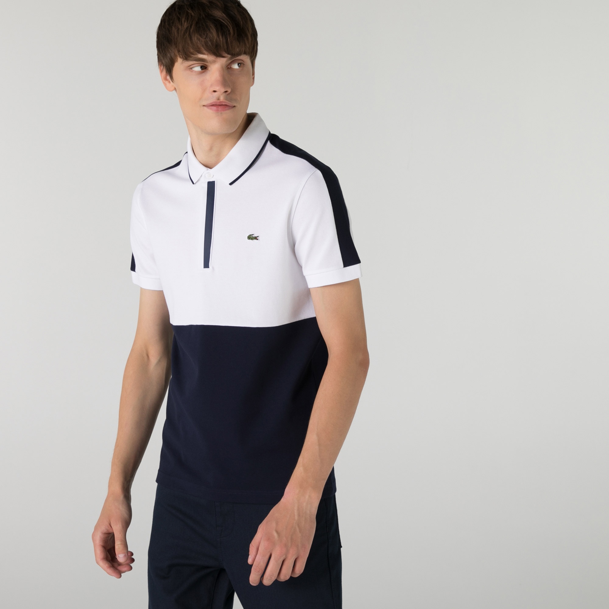 Lacoste Erkek Regular Fit Renk Bloklu Beyaz Polo