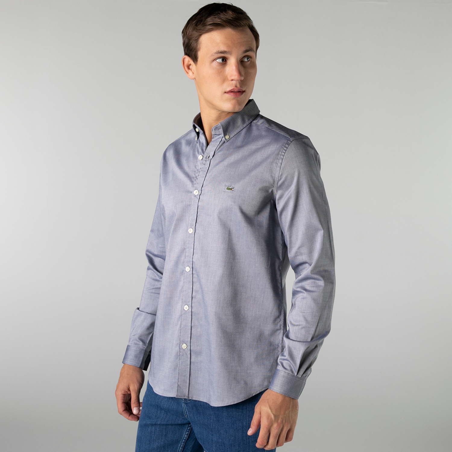 Lacoste Erkek Slim Fit Gri Gömlek